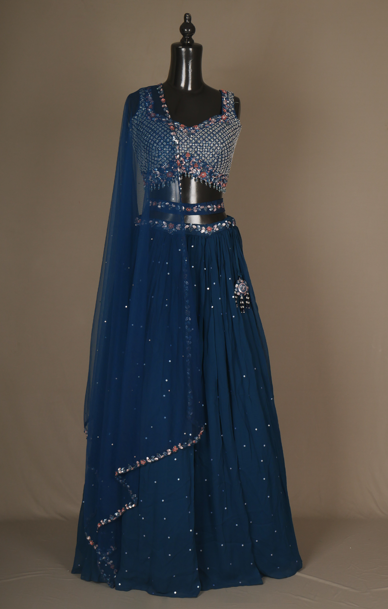 Vegan Georgette Lehenga With Sequins And Cutdana Work