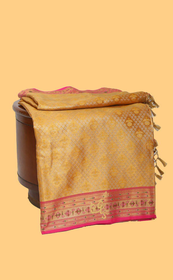 Gold Vegan Kanjivaram Muniya Border