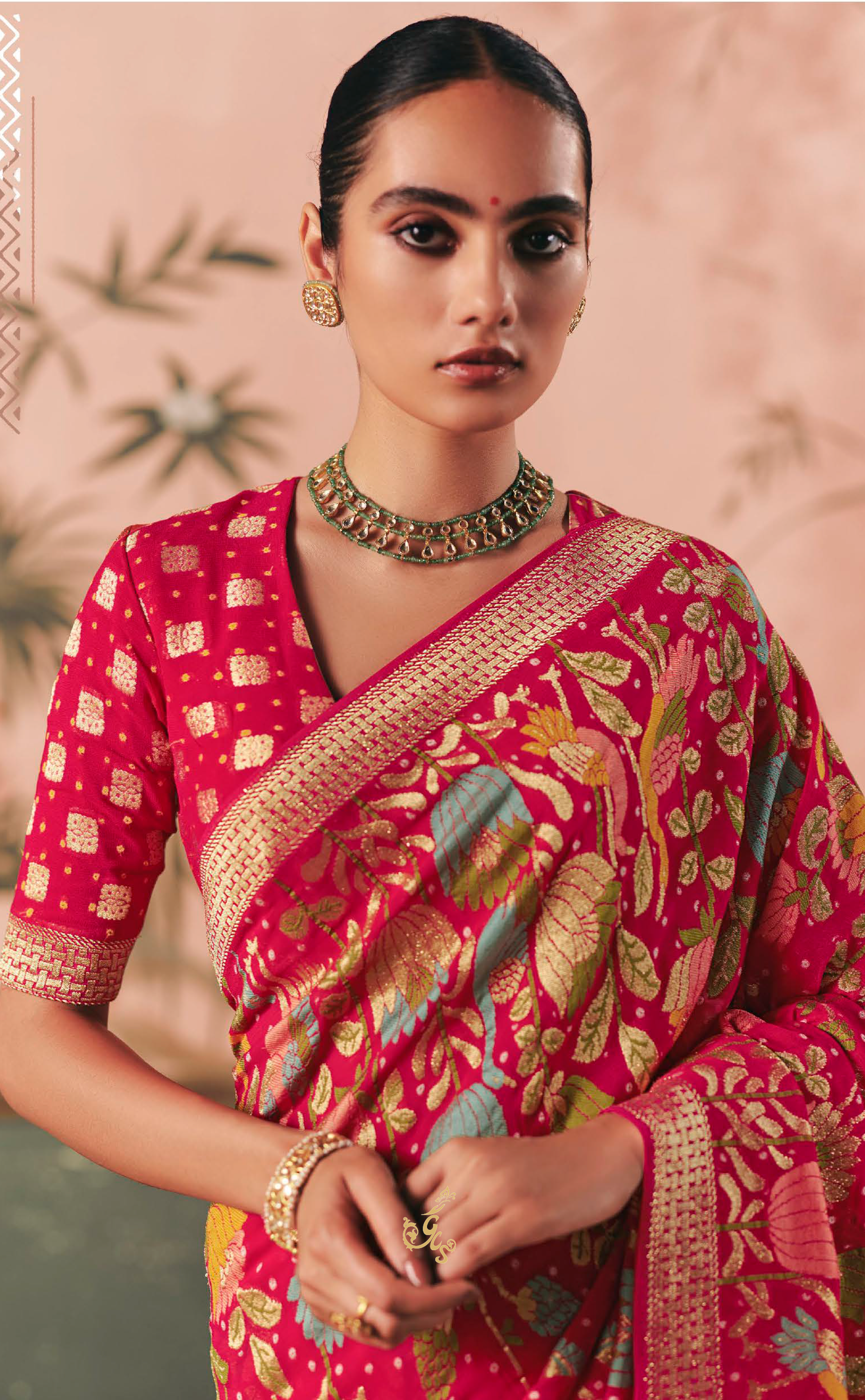 Rani Pink Vegan Khaddi Georgette Bandhani