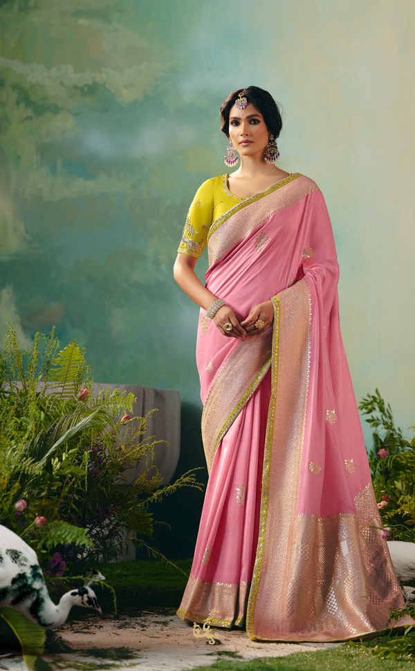 Blush Bloom – Light Pink Vegan Muga Silk Saree Edition