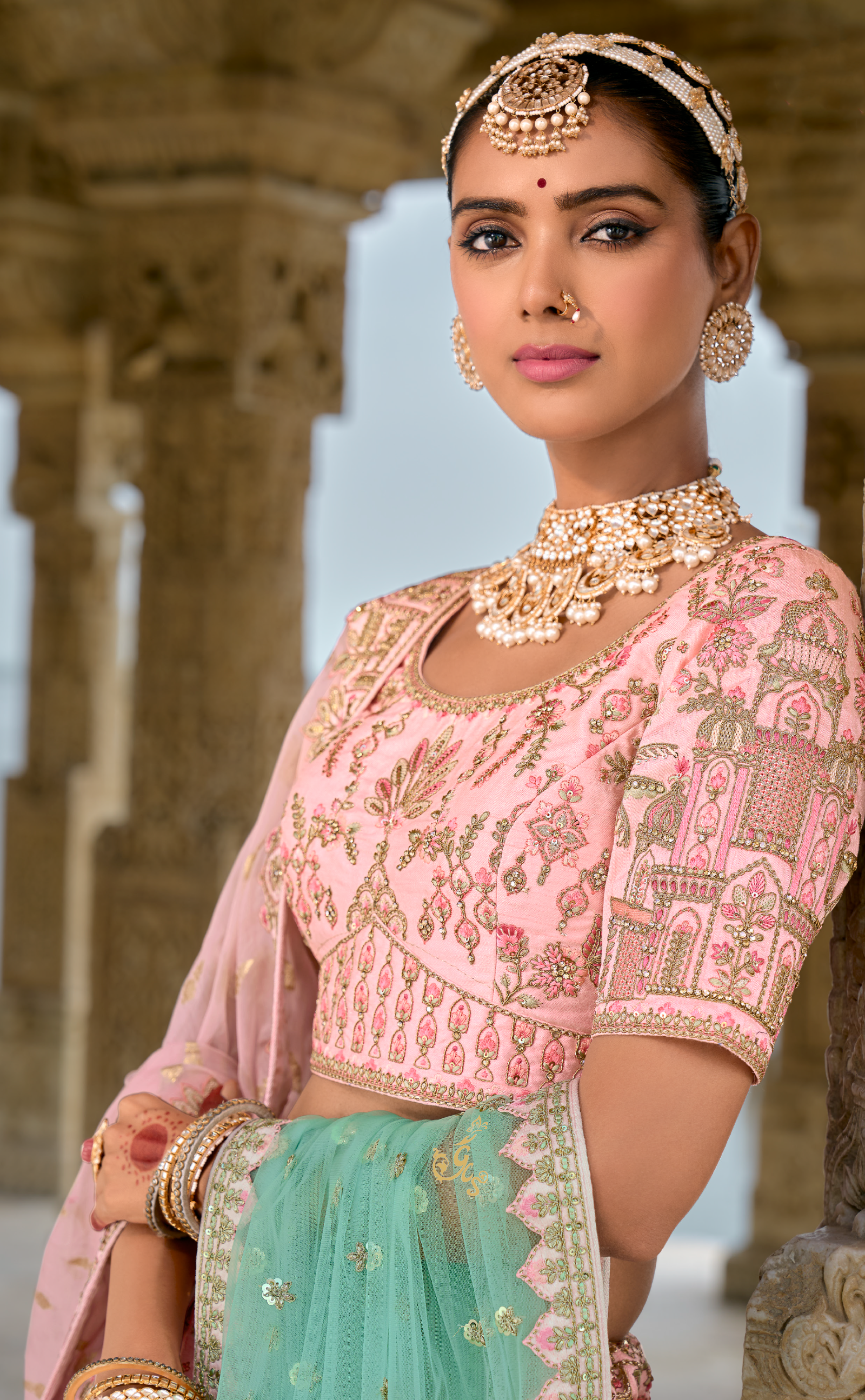 Paste Pink Vegan Silk Lehenga With Stunning Madhubani Design.