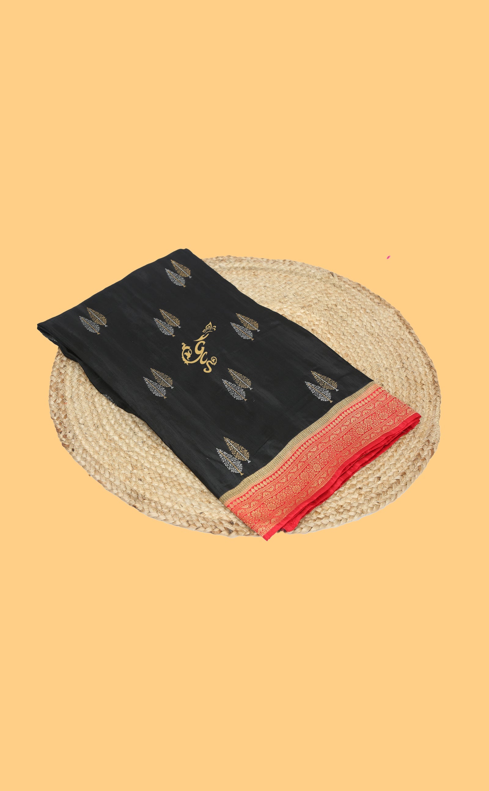 Black Vegan Dola Silk Saree With Contrast Border