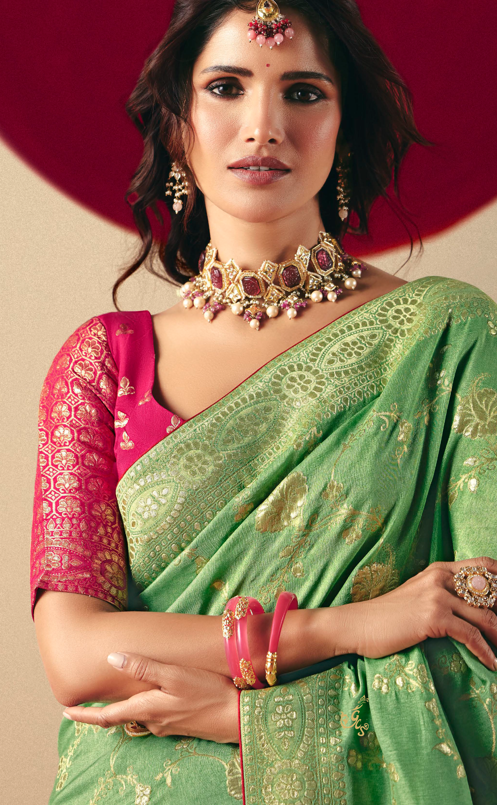 Pastel Pista Saree – Ethically Crafted Vegan Muga Silk