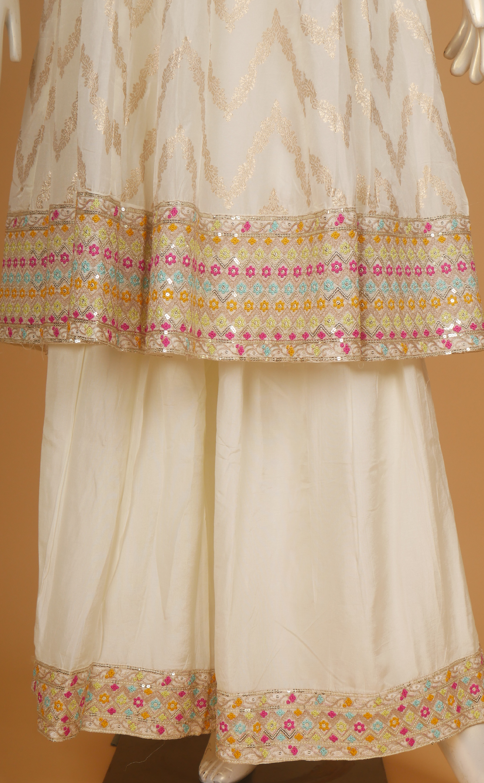 Vegan Silk Banarasi Indo-Western With Hand Work