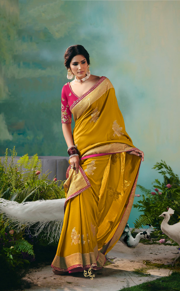 Bold & Beautiful – Mustard Vegan Muga Silk Saree