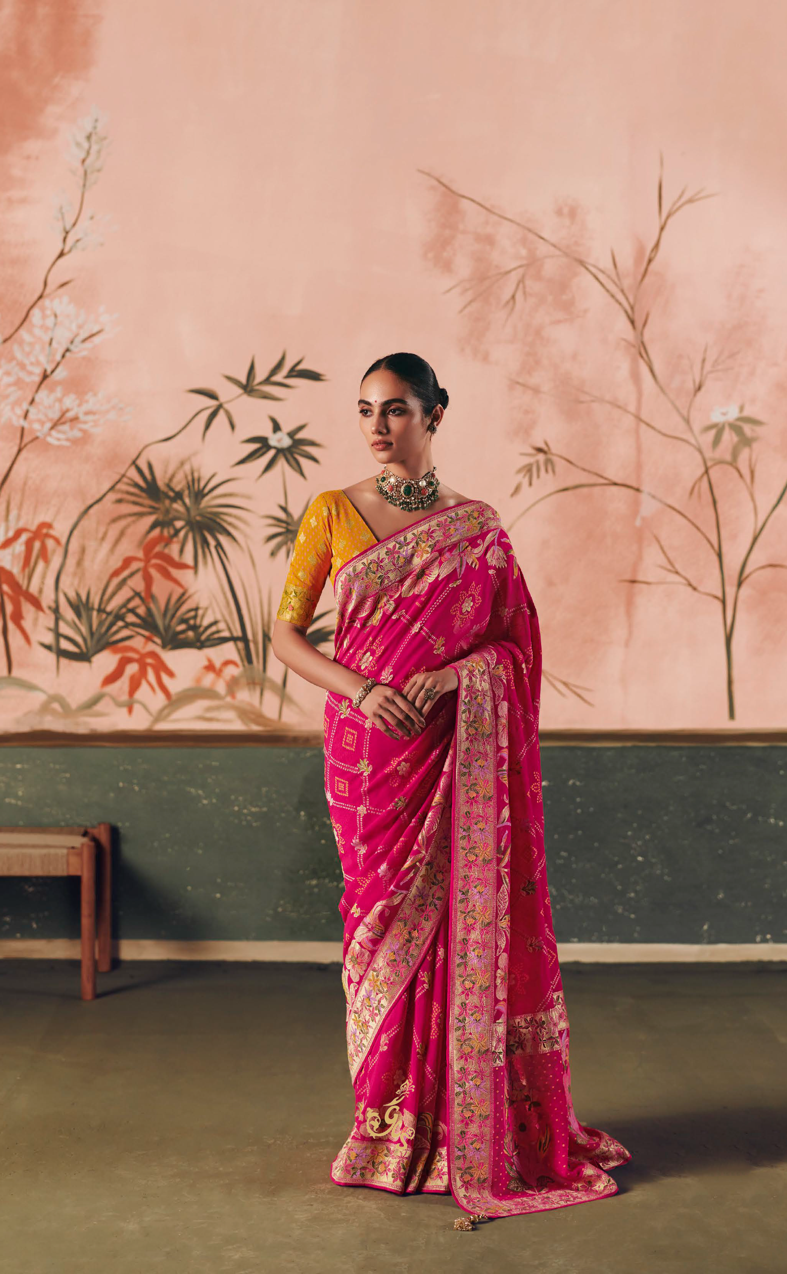 Rani Upada Vegan Khaddi Georgette Bandhani