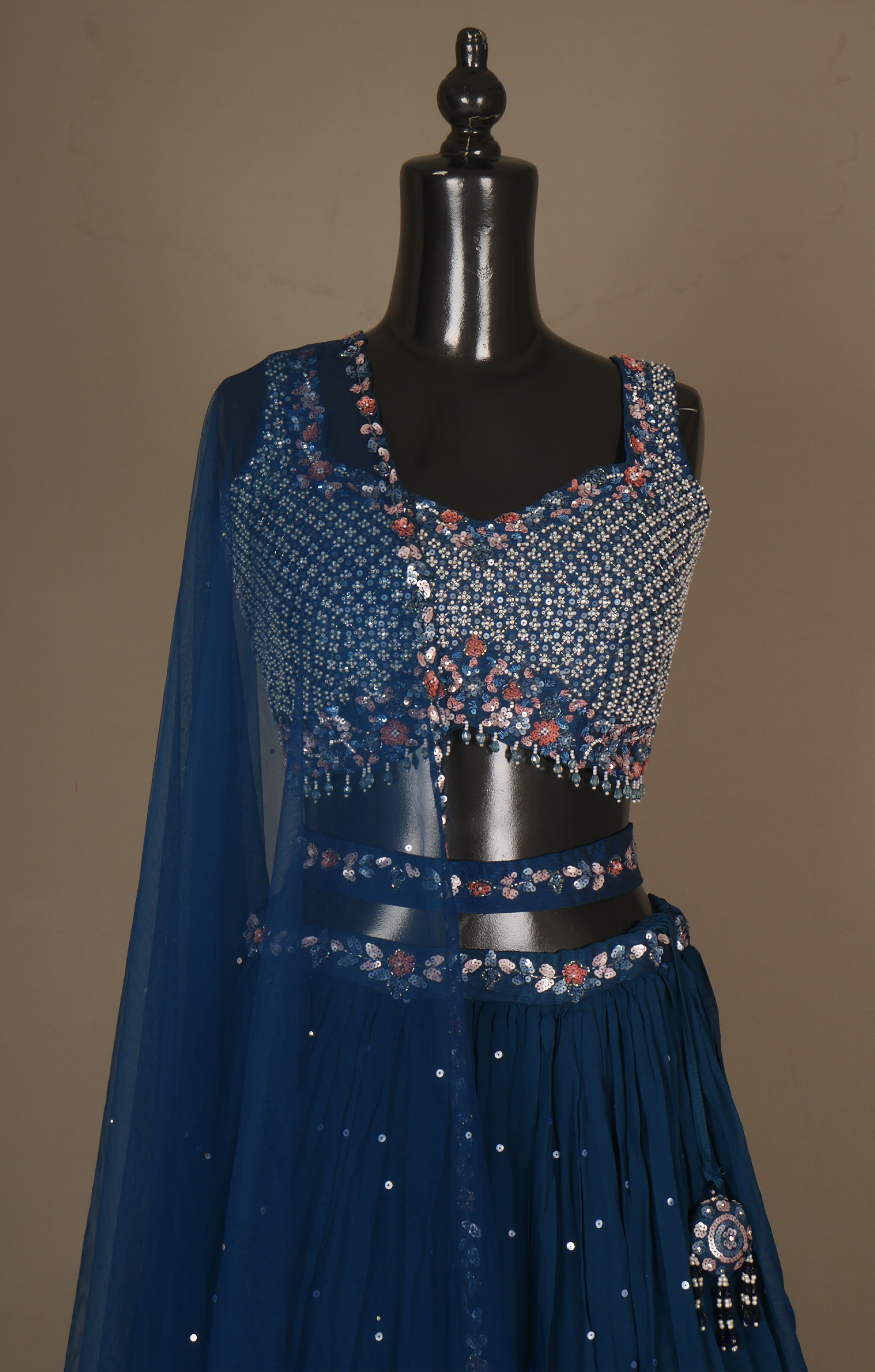 Vegan Georgette Lehenga With Sequins And Cutdana Work