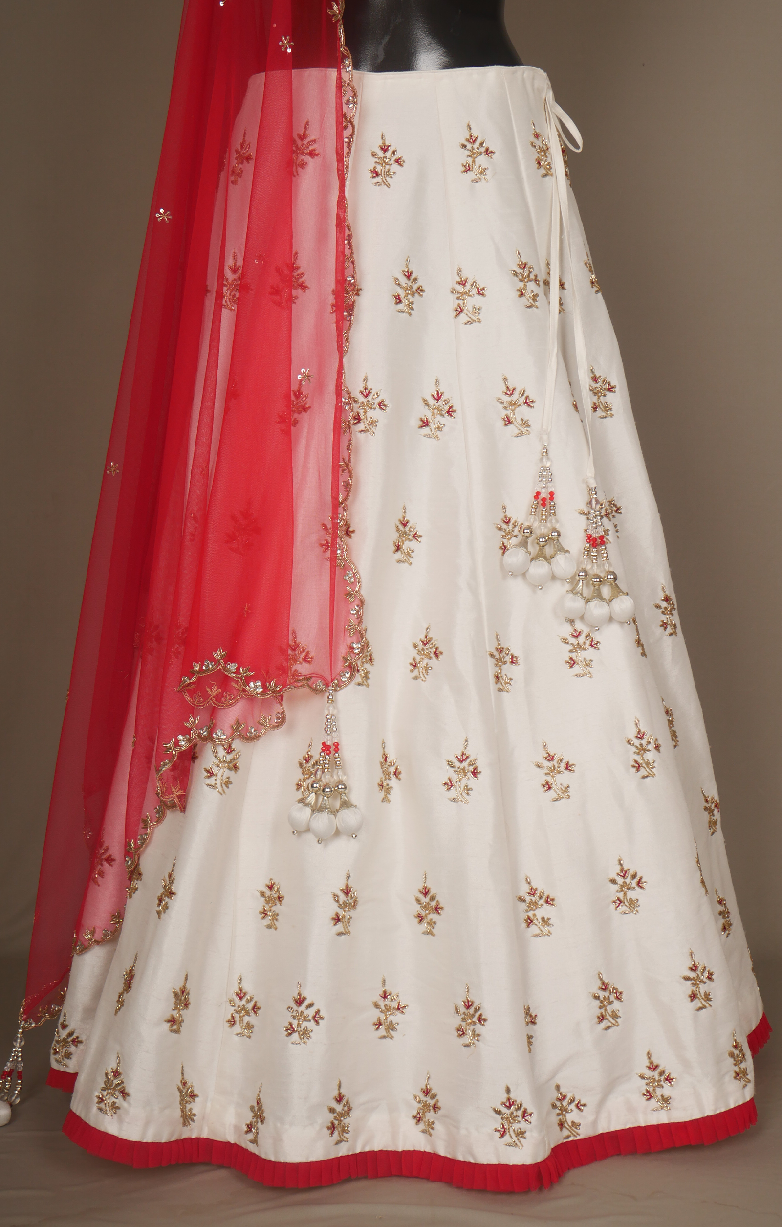 Vegan Raw Silk Lehenga with Zardosi And Cutdana Work