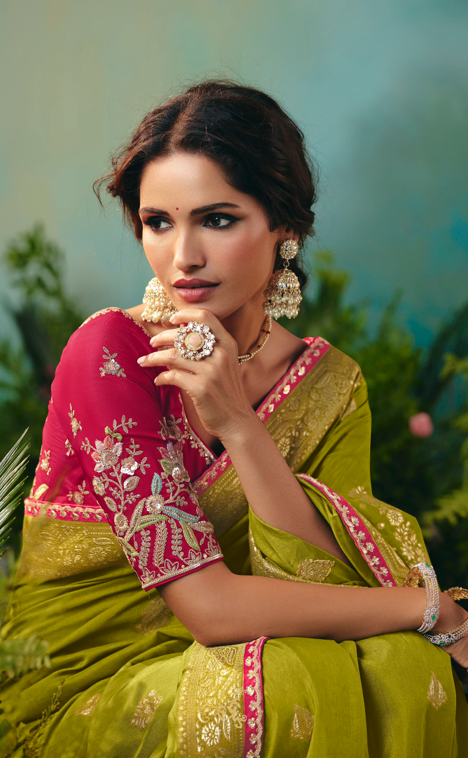 Mehendi Green Vegan Muga Silk Saree – A Blend of Heritage & Elegance