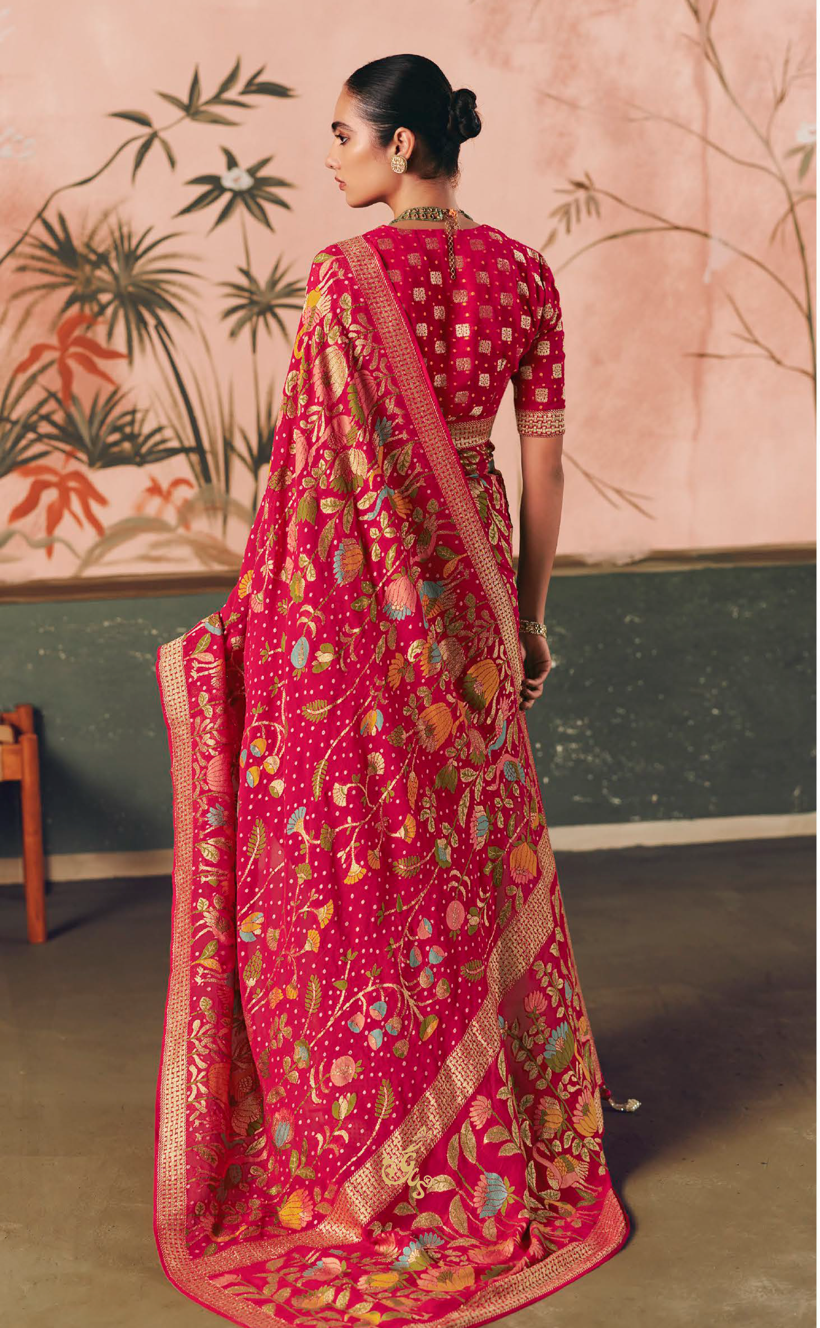 Rani Pink Vegan Khaddi Georgette Bandhani