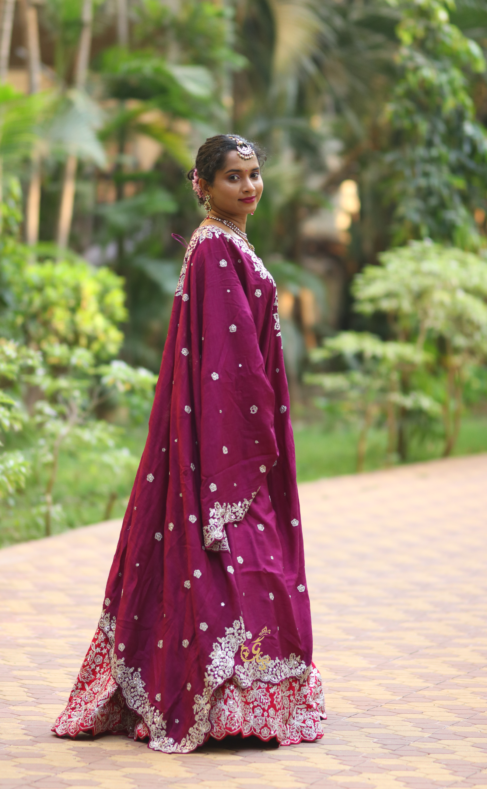 Rani Embroidery Lehenga In Vegan Raw Silk