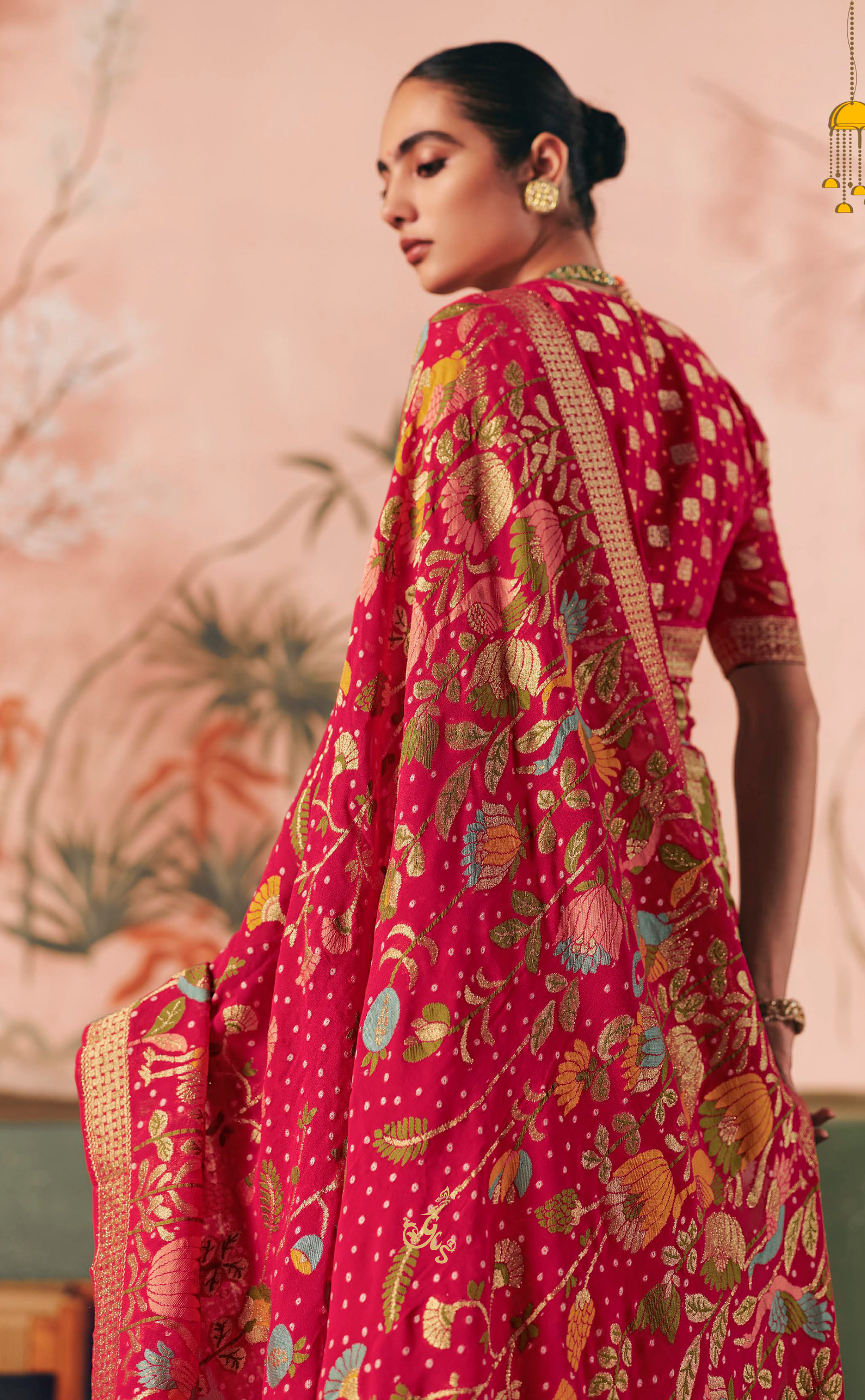 Rani Pink Vegan Khaddi Georgette Bandhani