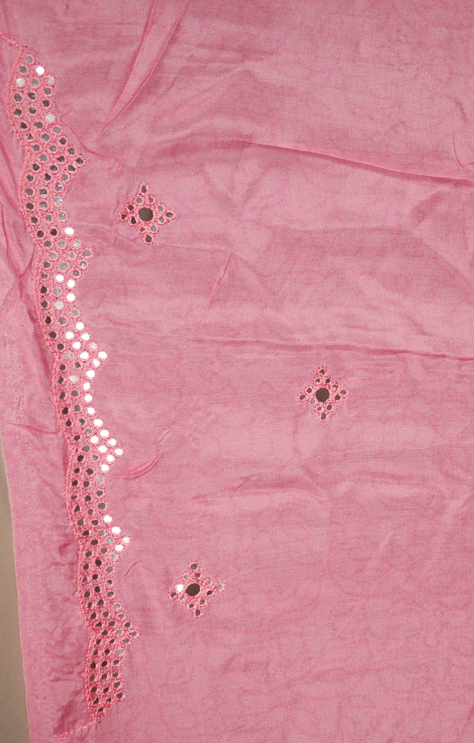 Lehriya Printed In Vegan Muslin With Mirror Embroidery