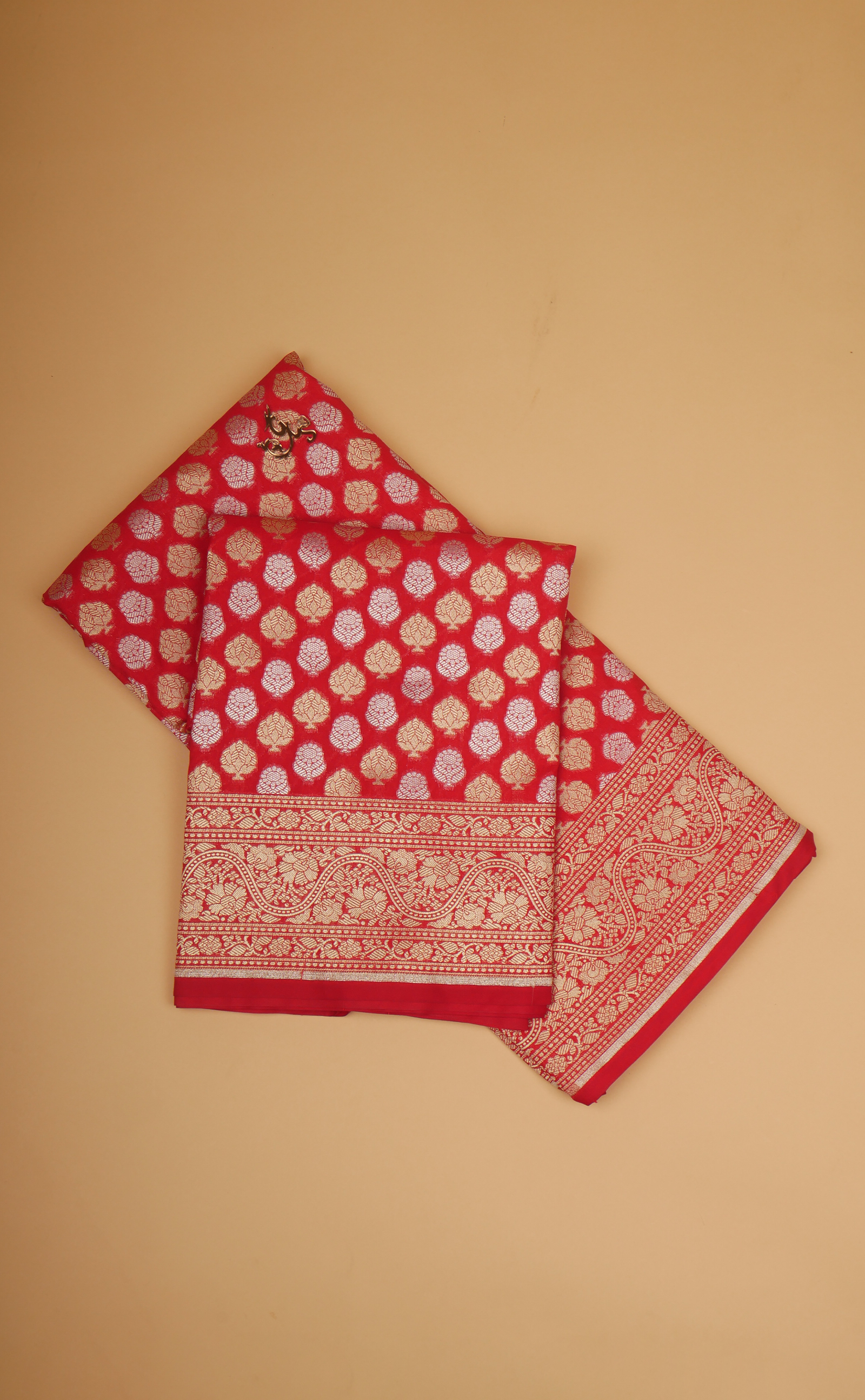 Rust Banarasi Saree In Vegan Silk