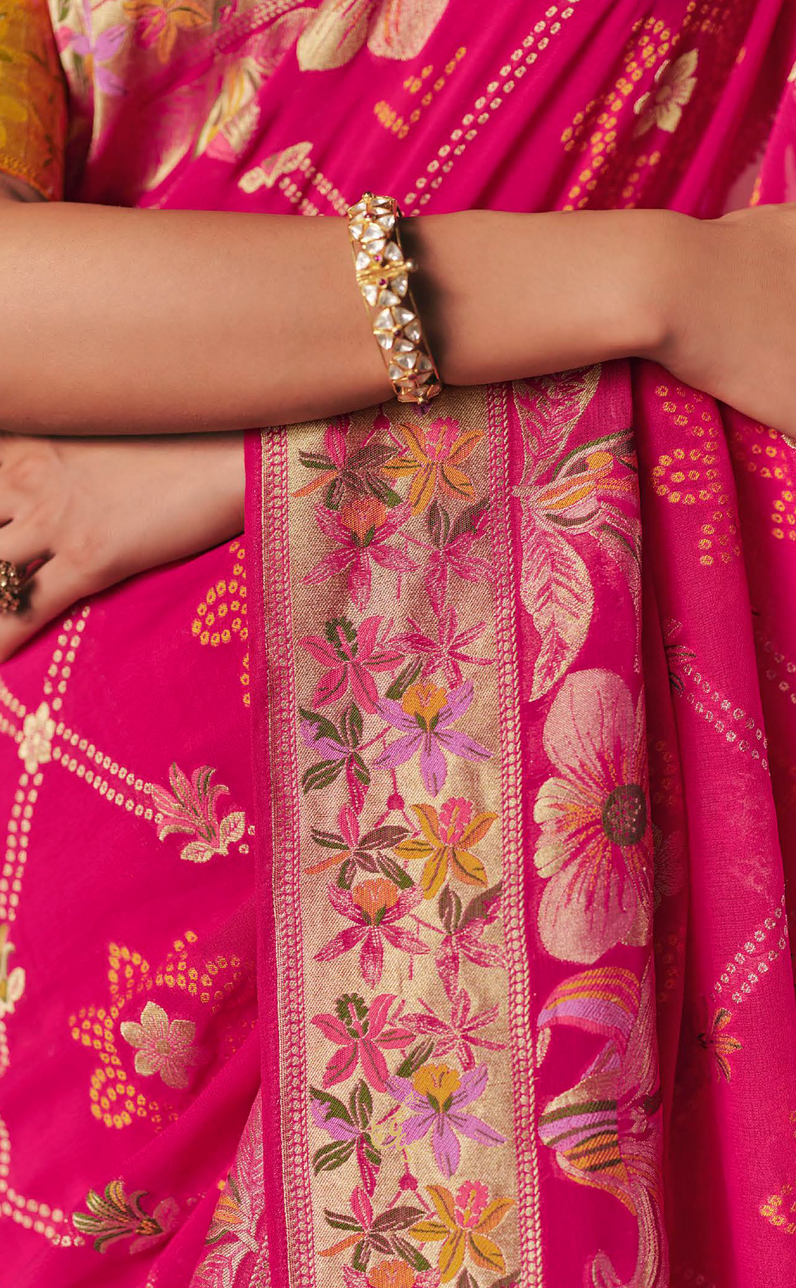 Rani Upada Vegan Khaddi Georgette Bandhani