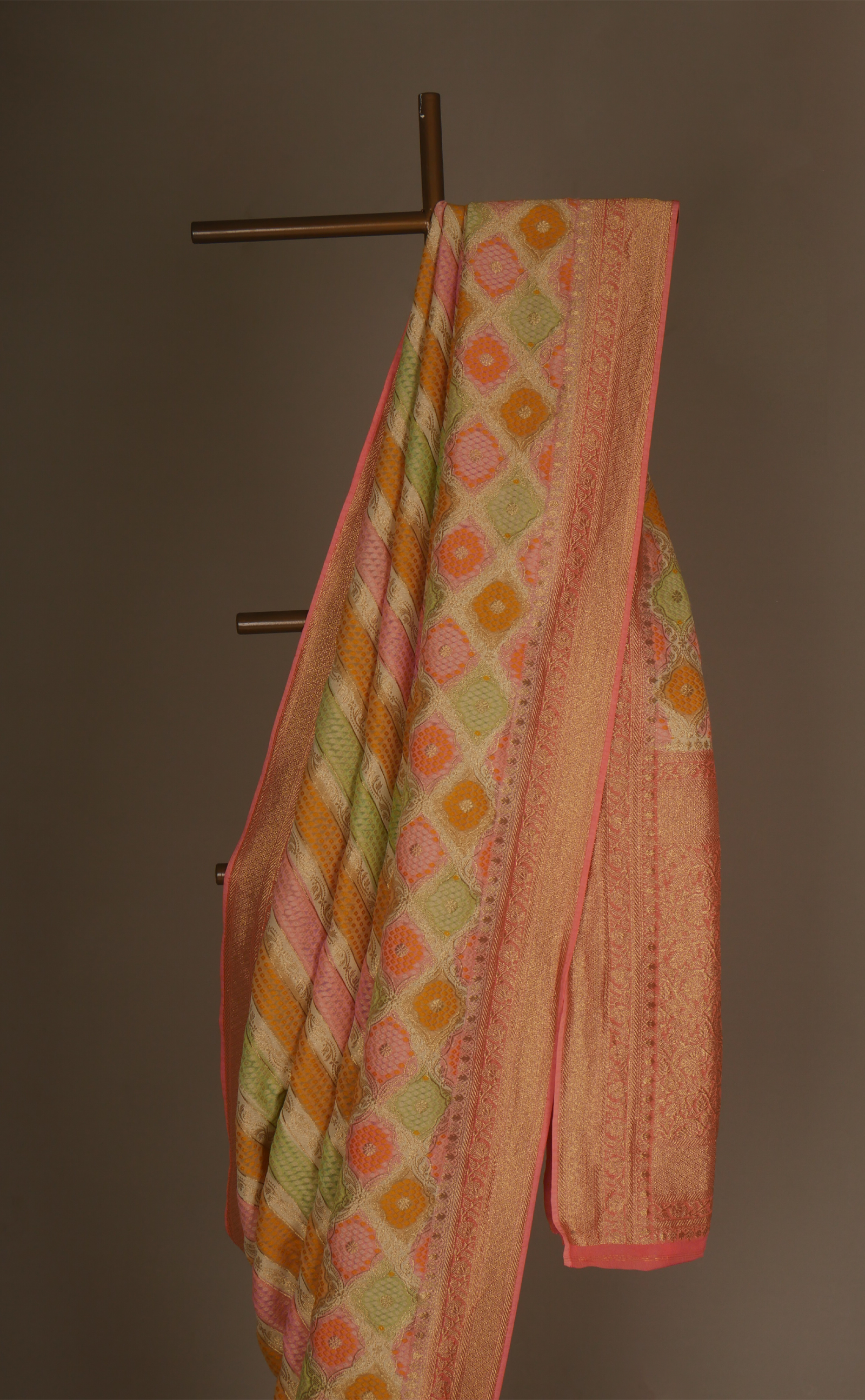 Multicoloured Khaddi Vegan Georgette Bandhani