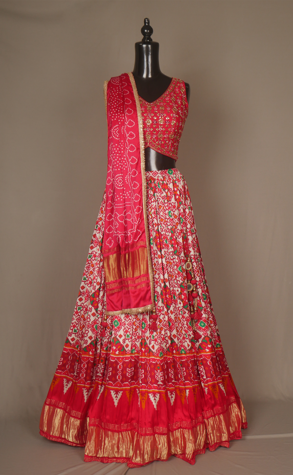 Patola Print Lehenga In Vegan Gaji Silk