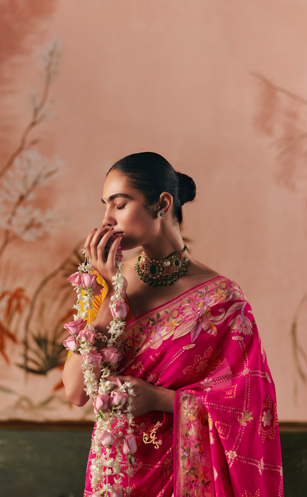 Rani Upada Vegan Khaddi Georgette Bandhani