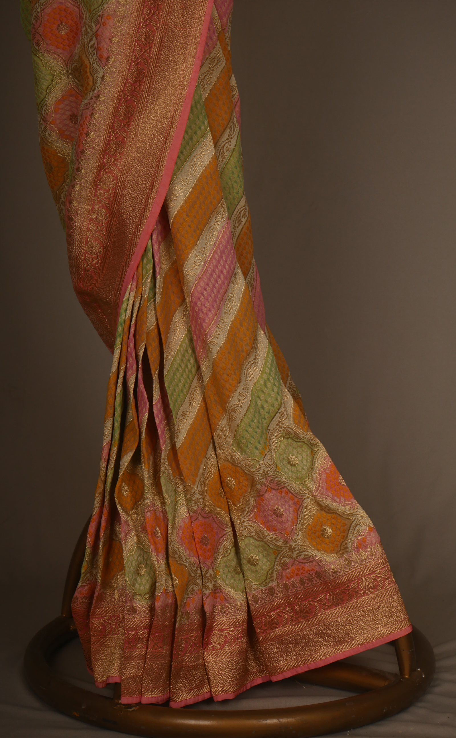 Multicoloured Khaddi Vegan Georgette Bandhani