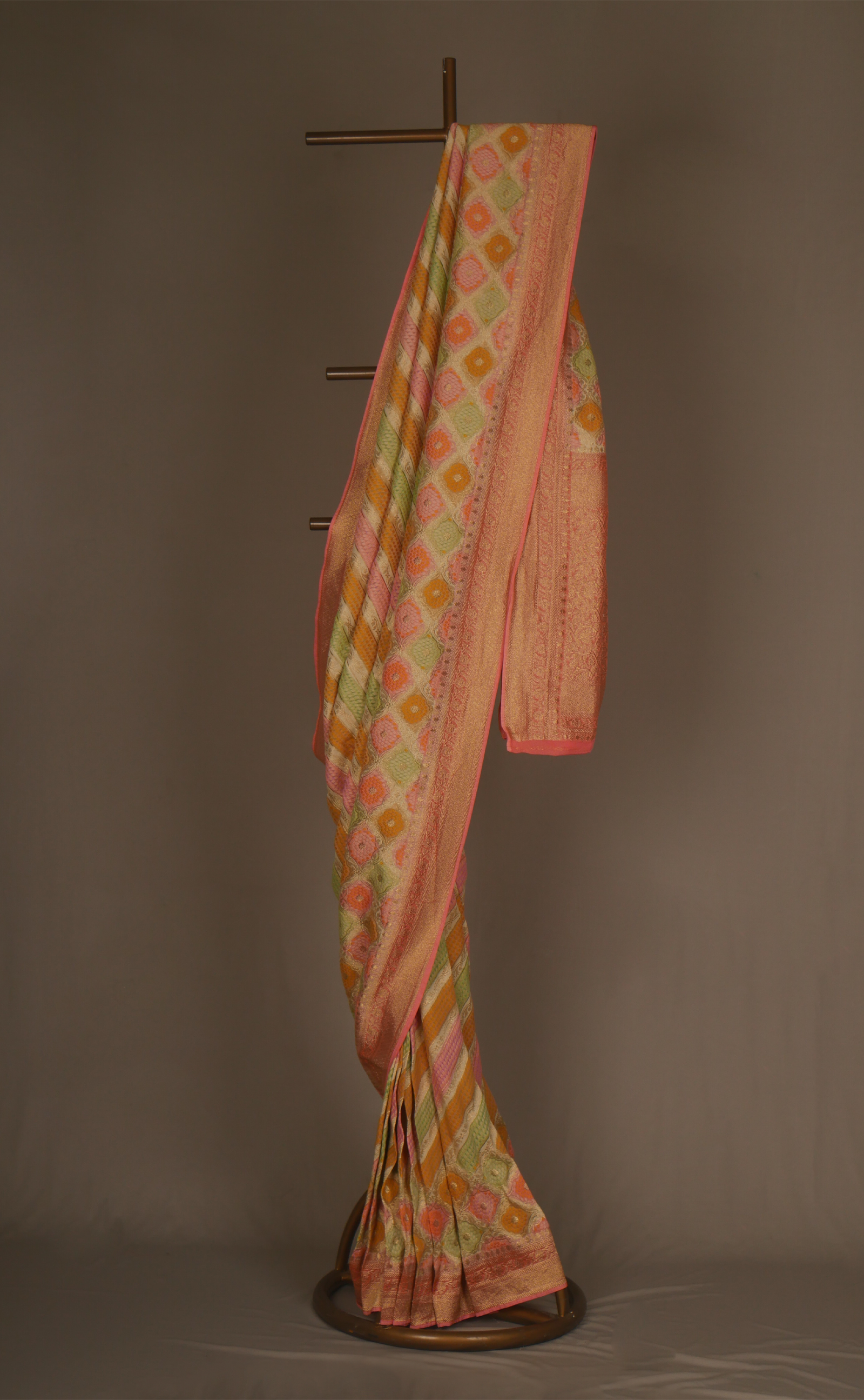 Multicoloured Khaddi Vegan Georgette Bandhani