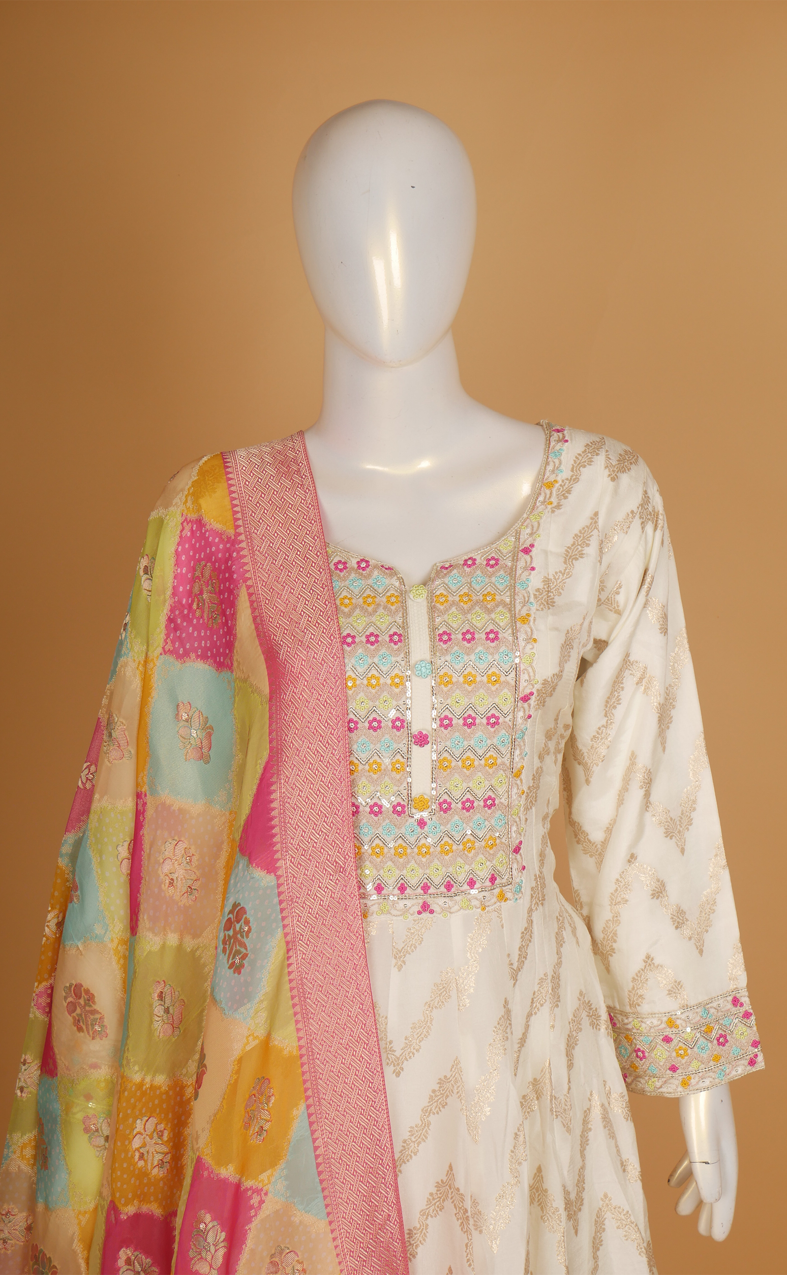 Vegan Silk Banarasi Indo-Western With Hand Work