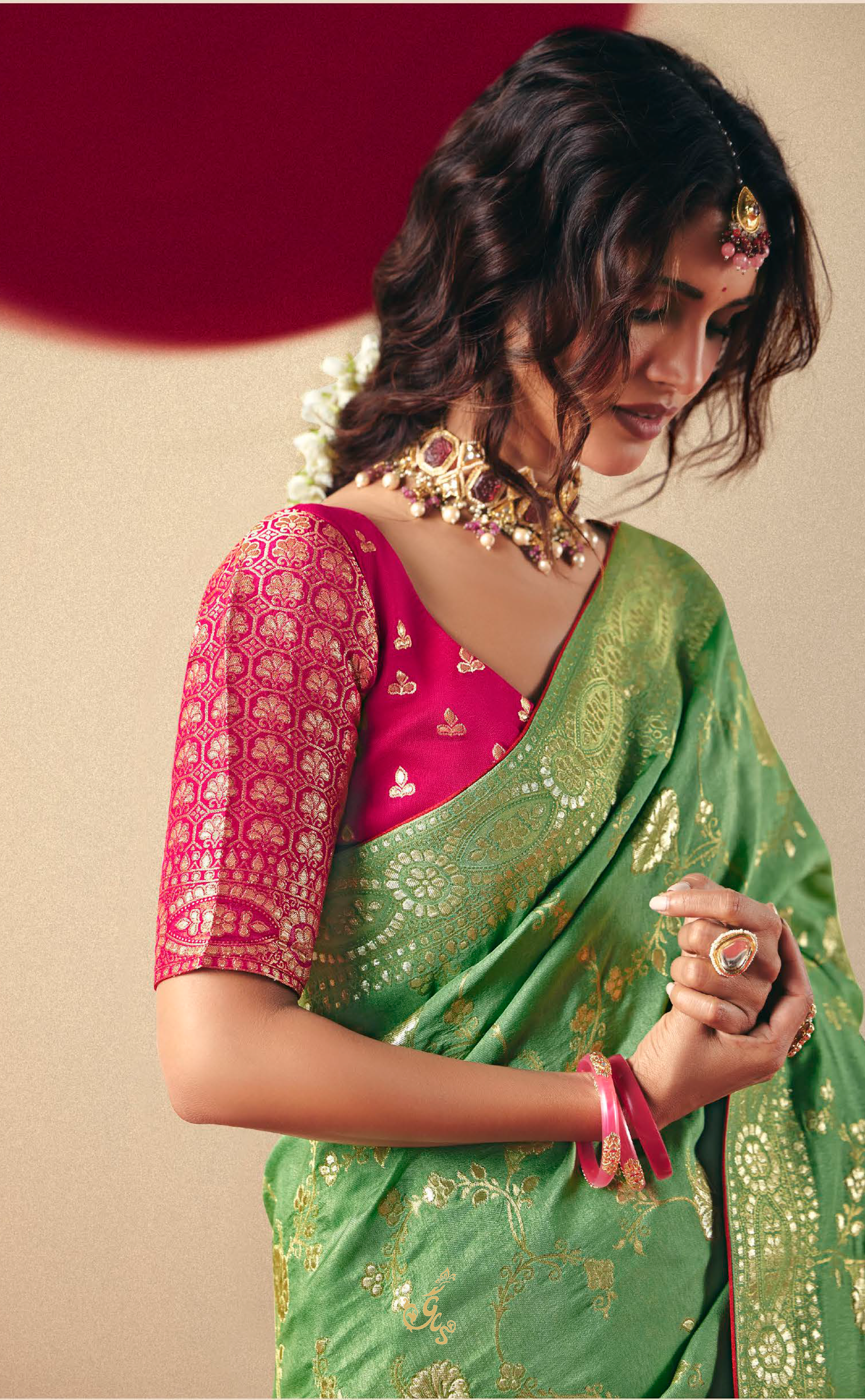 Pastel Pista Saree – Ethically Crafted Vegan Muga Silk