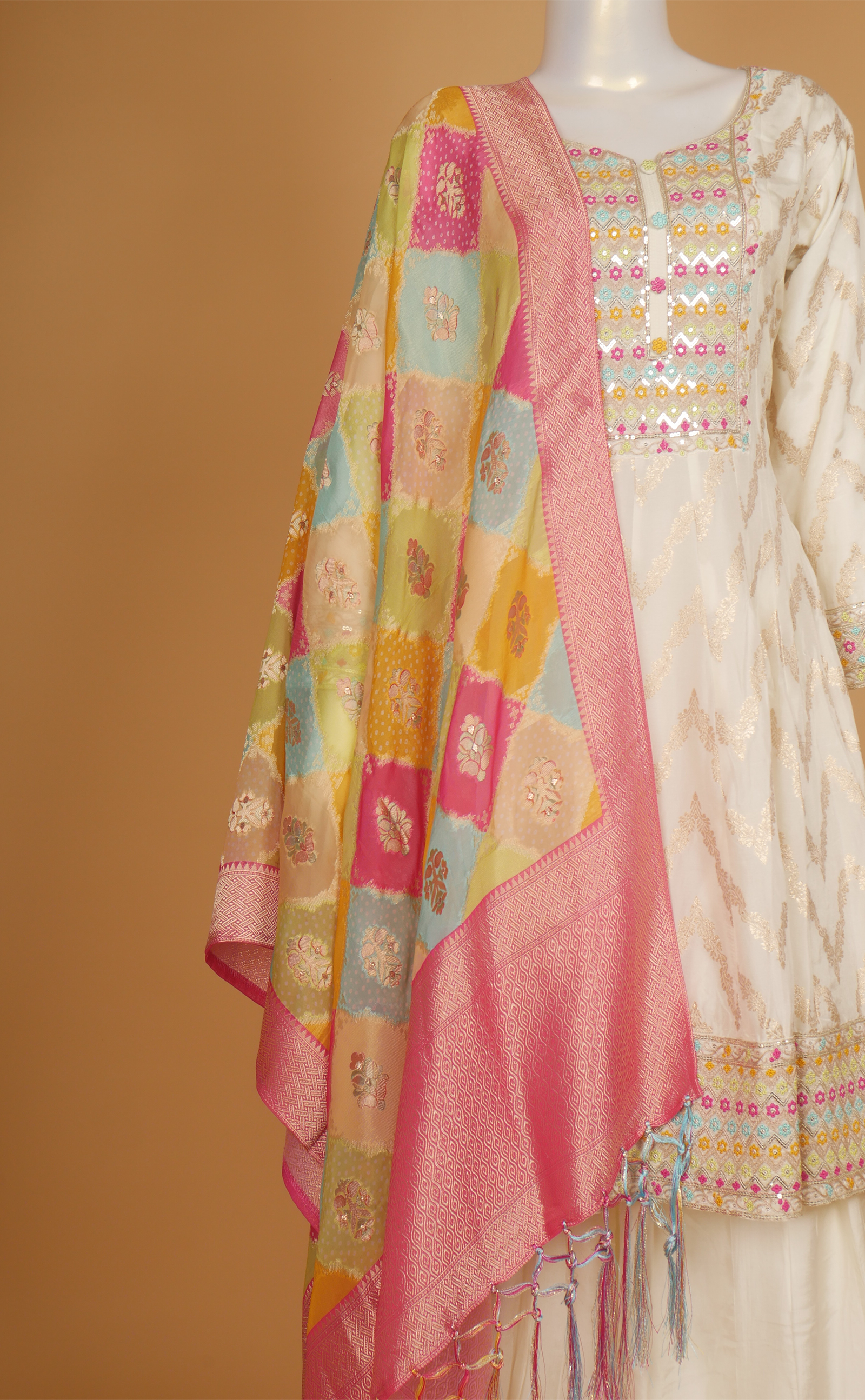 Vegan Silk Banarasi Indo-Western With Hand Work