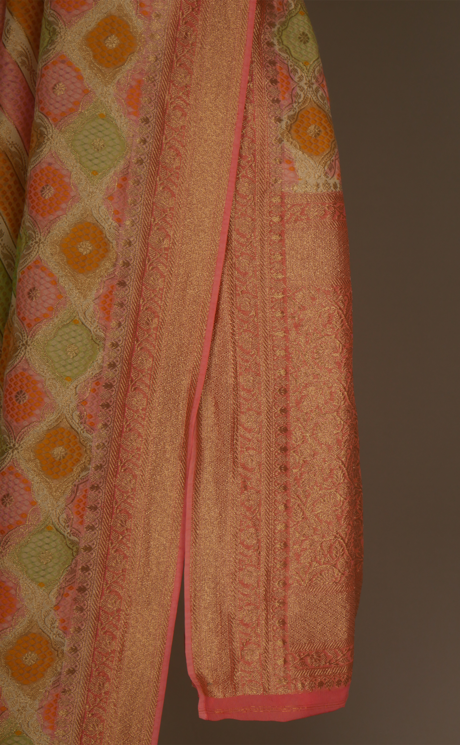 Multicoloured Khaddi Vegan Georgette Bandhani