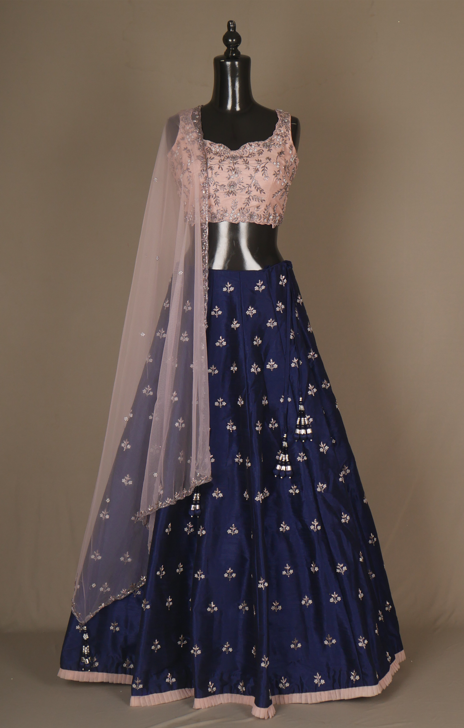 Vegan Raw Silk Lehenga With Zardosi With Pearl