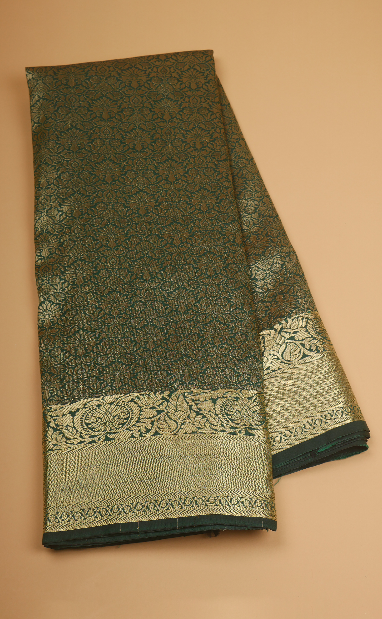 Bottle Green Vegan Brocade Silk Kanjivaram