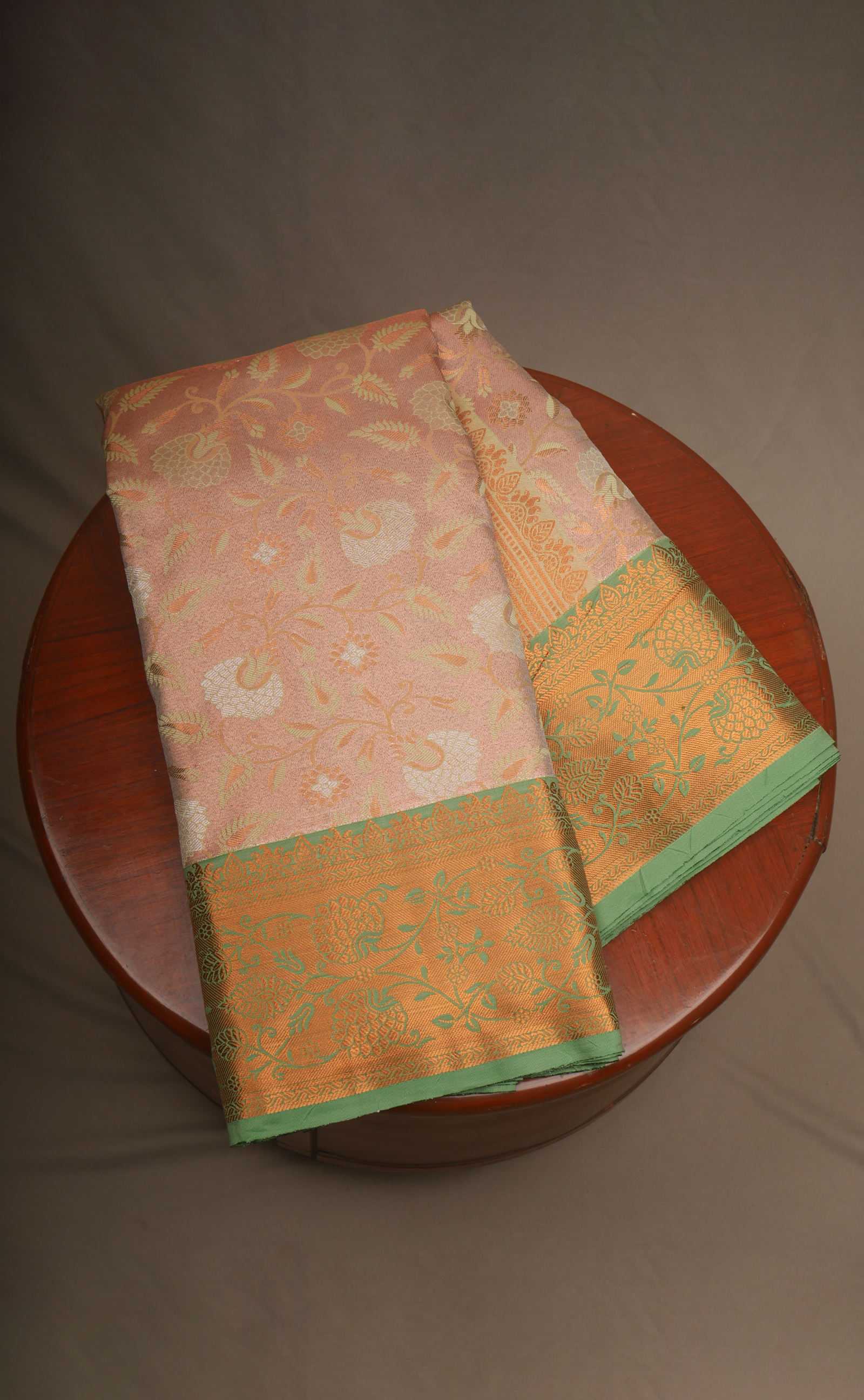 Vegan Brocade Silk Kanjivaram With Contrast Border