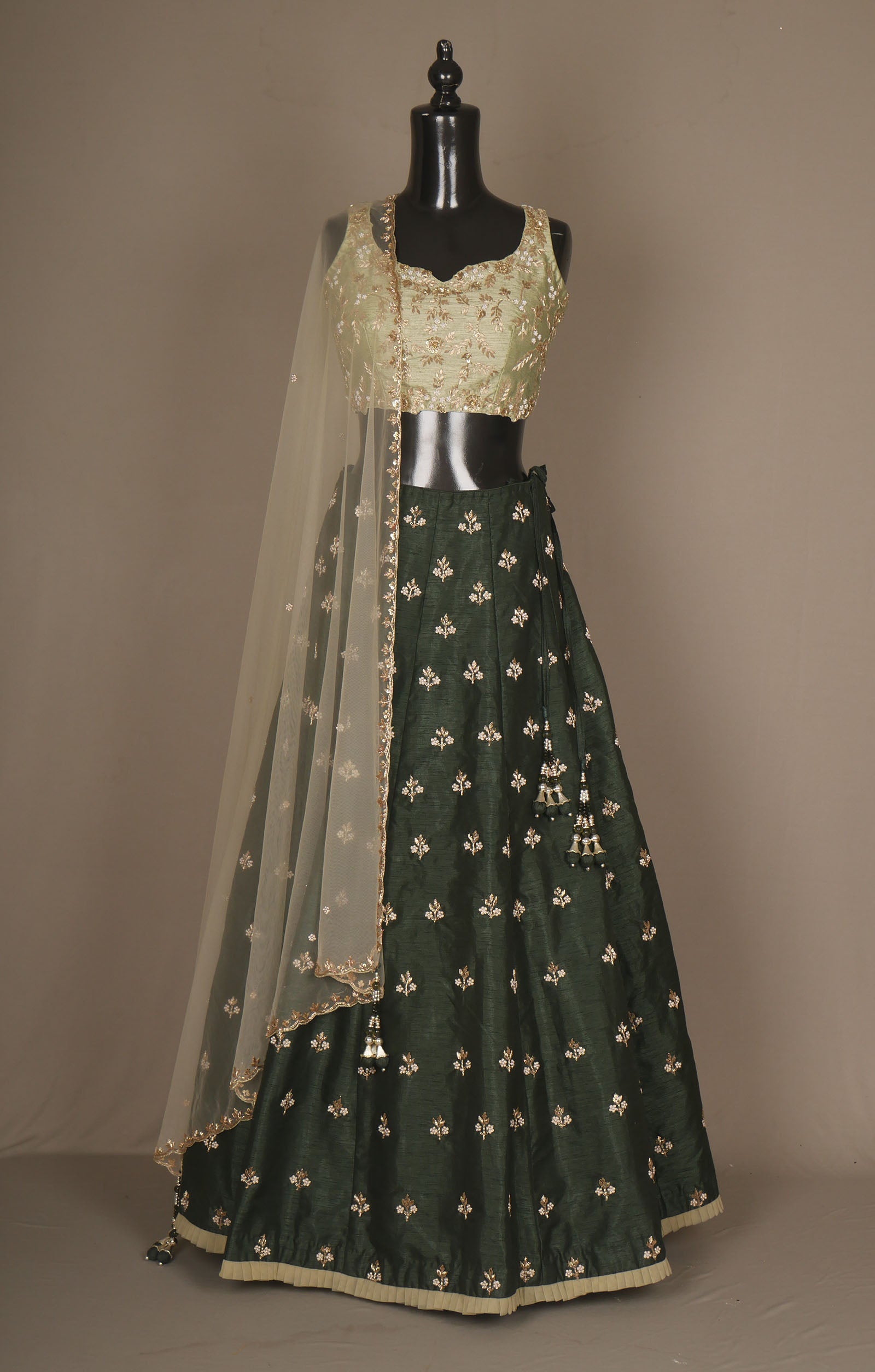 Vegan Raw Silk Lehenga With Zardosi And Cutdana Work