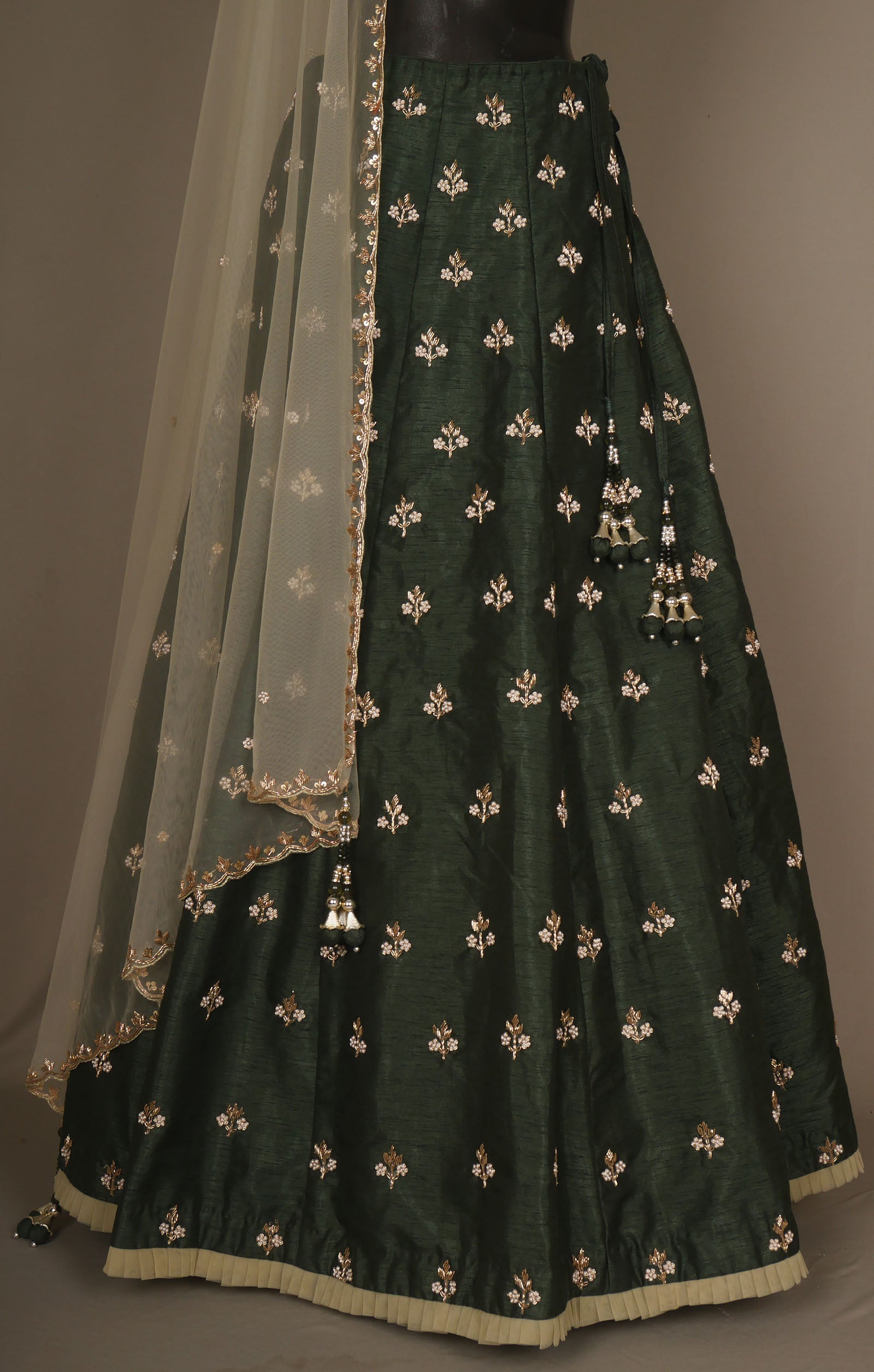 Vegan Raw Silk Lehenga With Zardosi And Cutdana Work