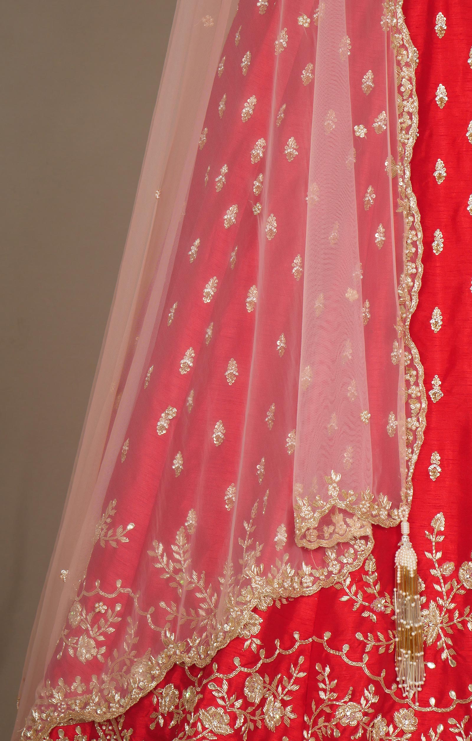 Vegan Raw Silk Bridal Lehenga With Zardosi Work