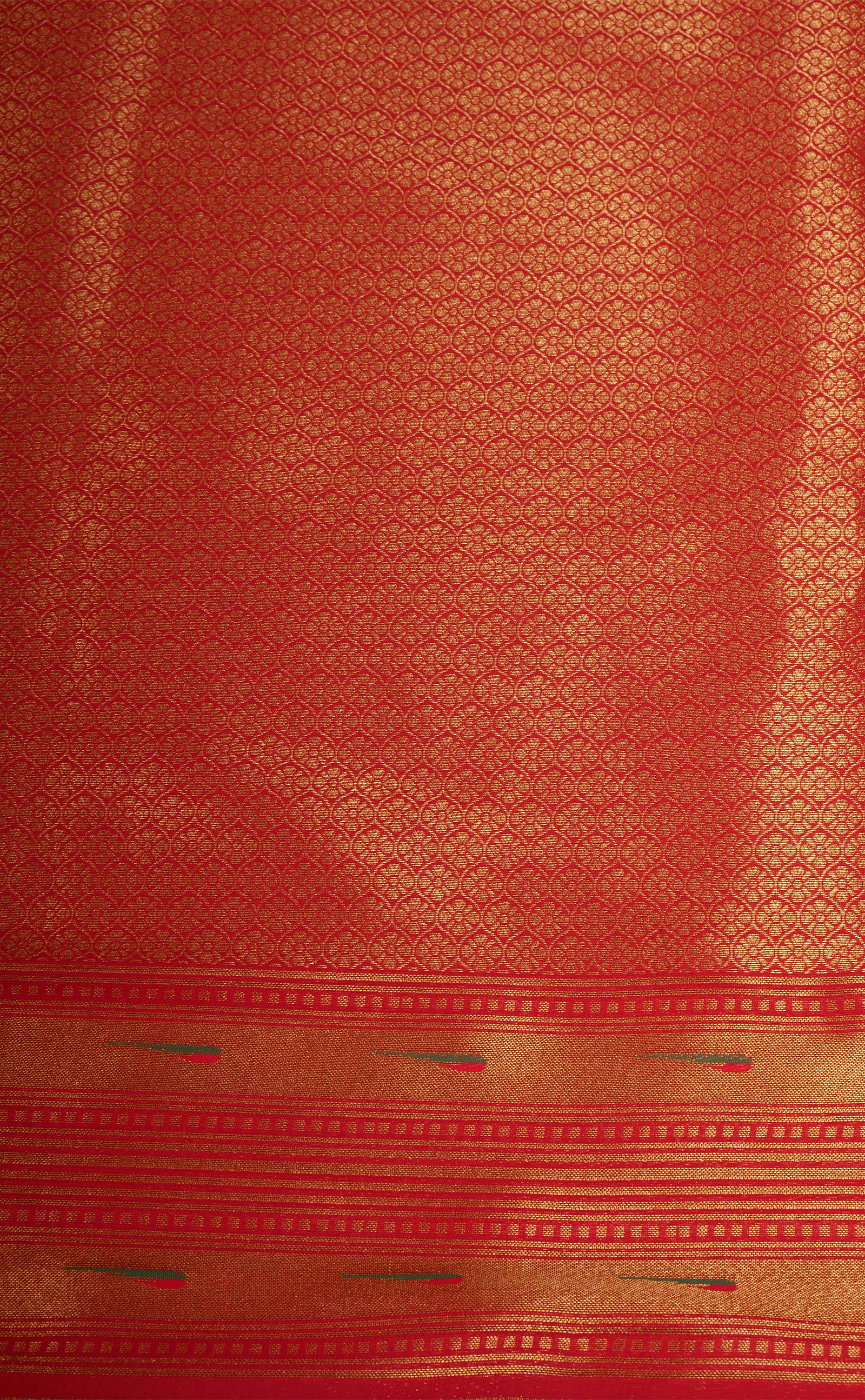 Gold Vegan Tissue Paithani With Contrast Border