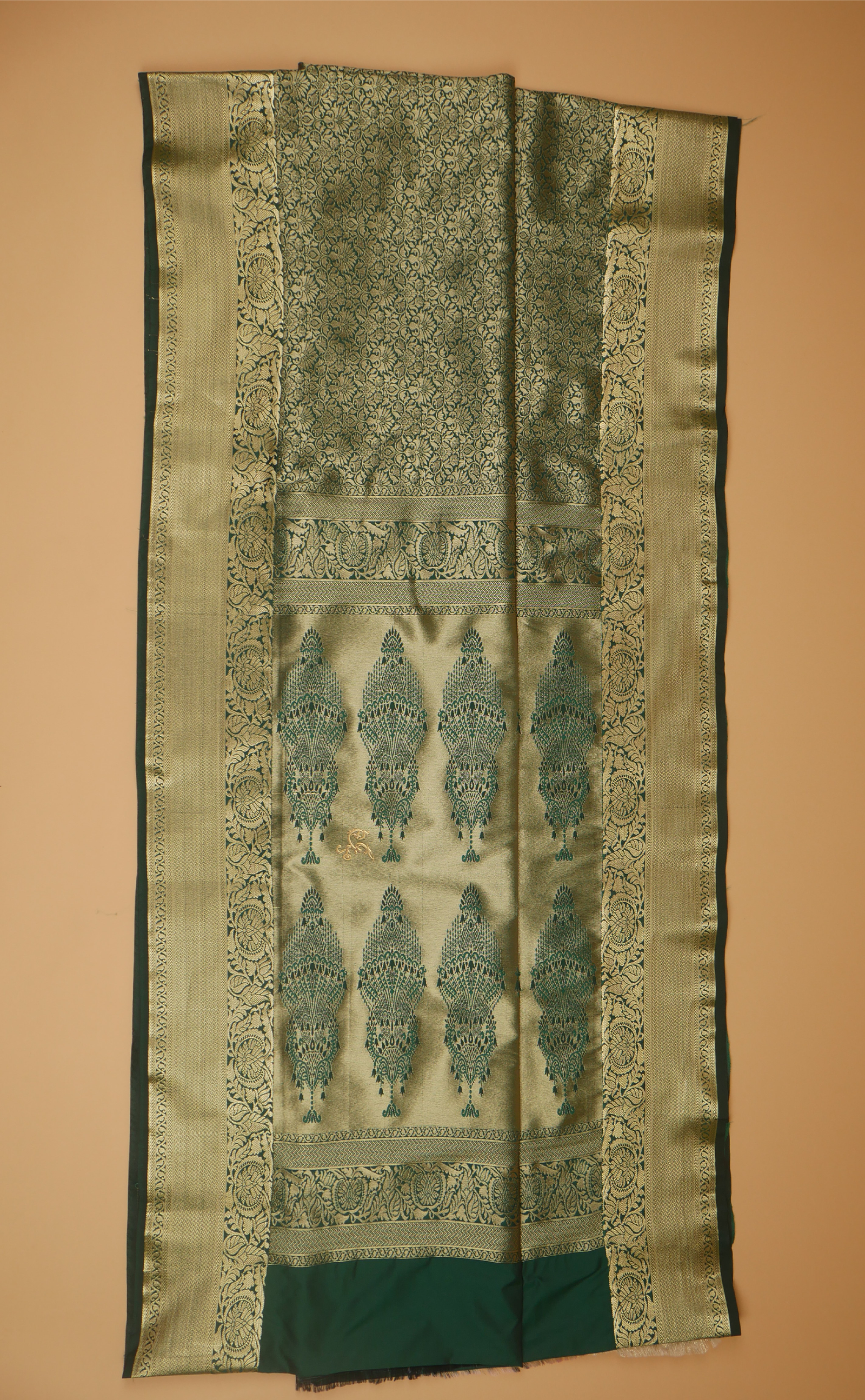 Bottle Green Vegan Brocade Silk Kanjivaram