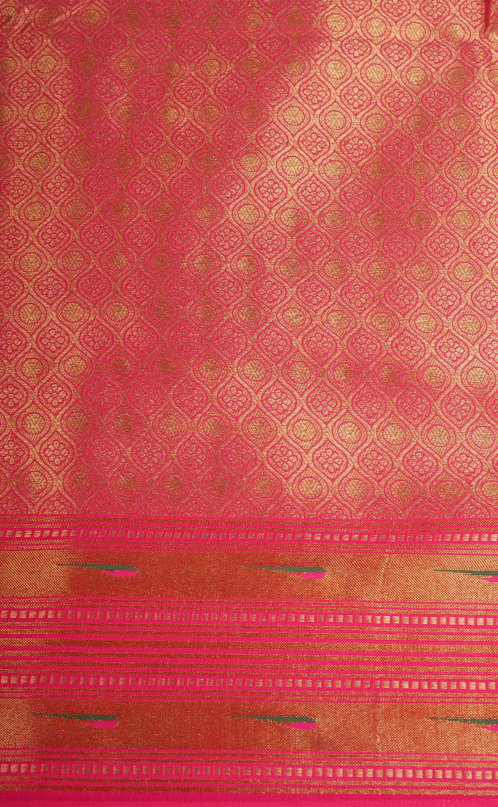 Vegan Silk Paithani With Contrast Border