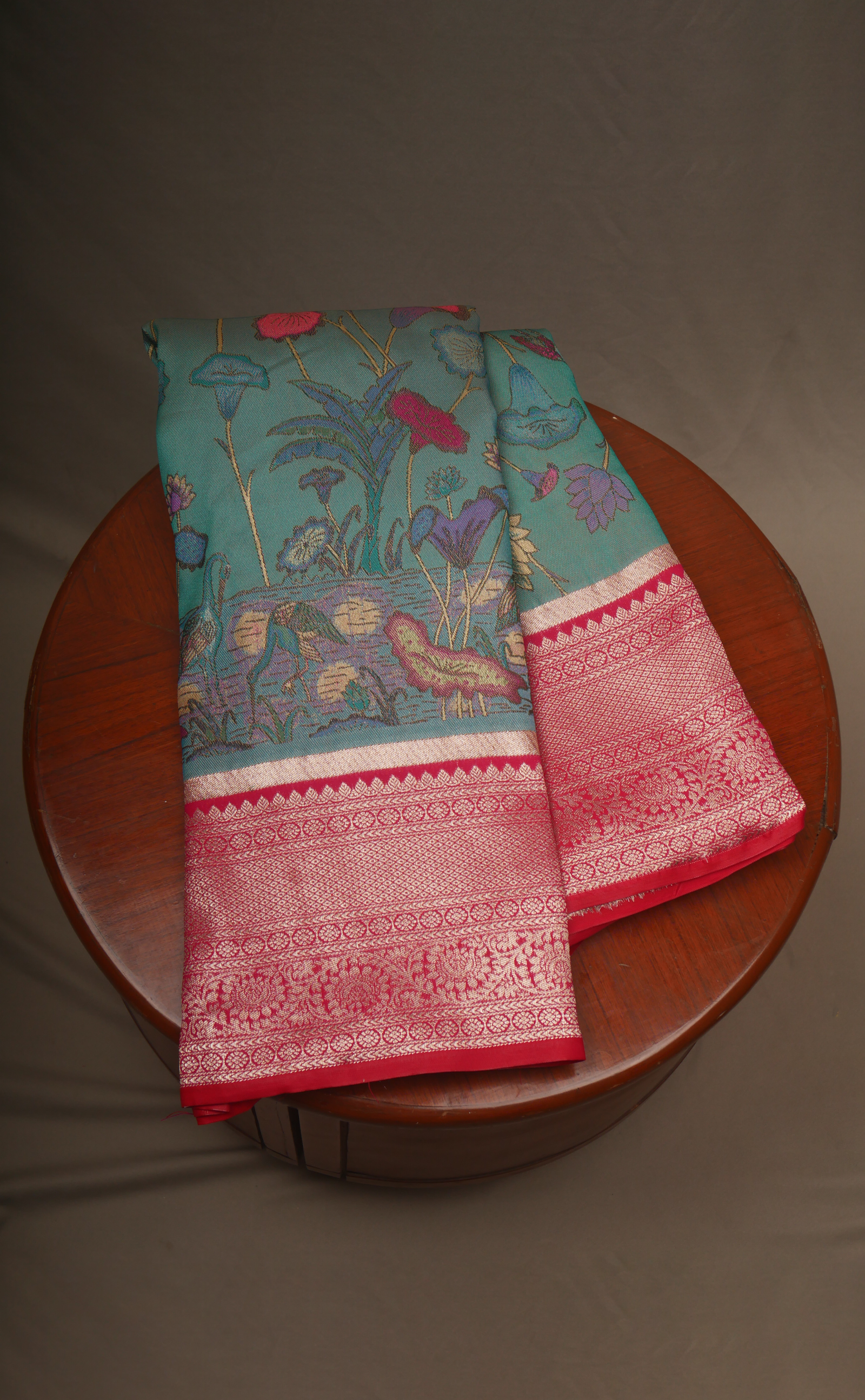 Printed Vegan Tissue Kanjivaram With Contrast Border