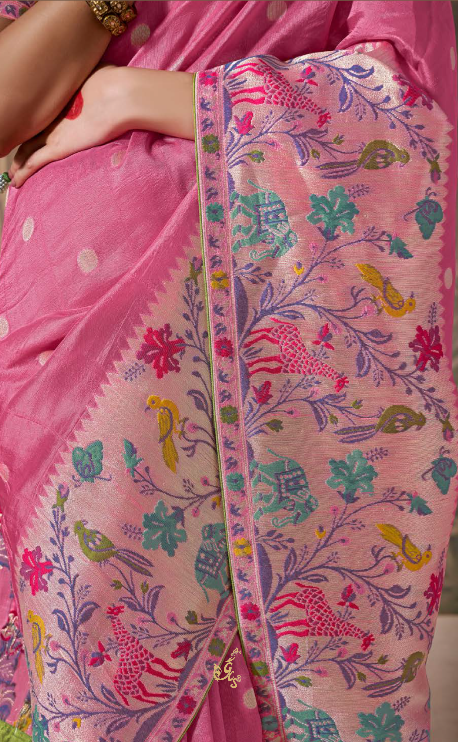 Pink Vegan Muga Silk Saree