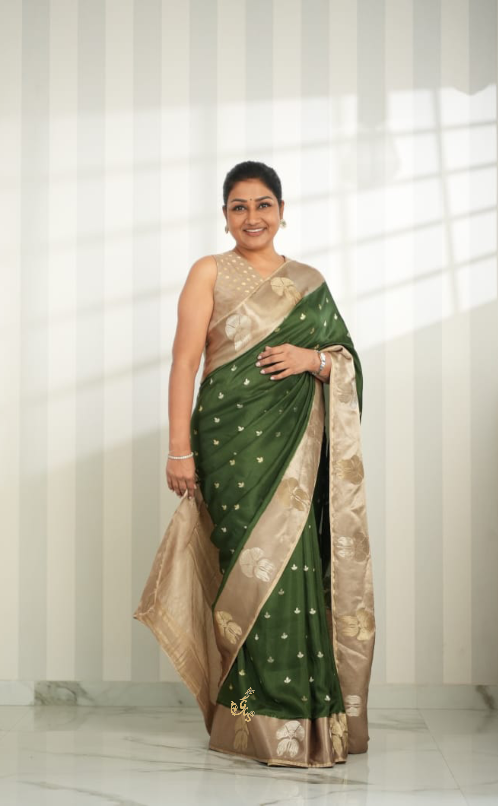 Elegant Green Vegan Mashru Silk Saree
