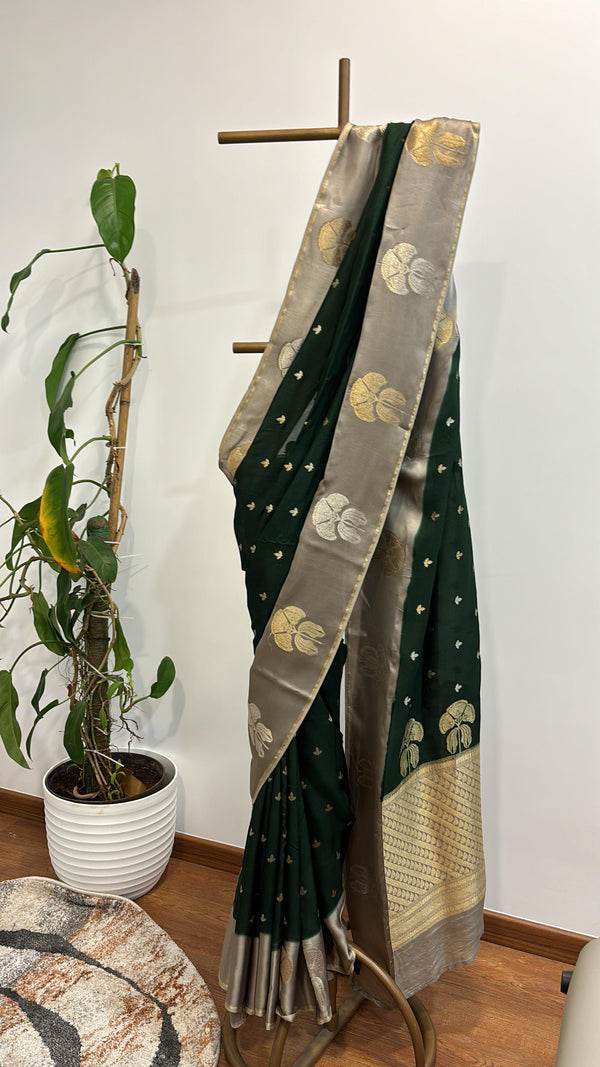 Leaf Green Vegan Muga Silk Saree