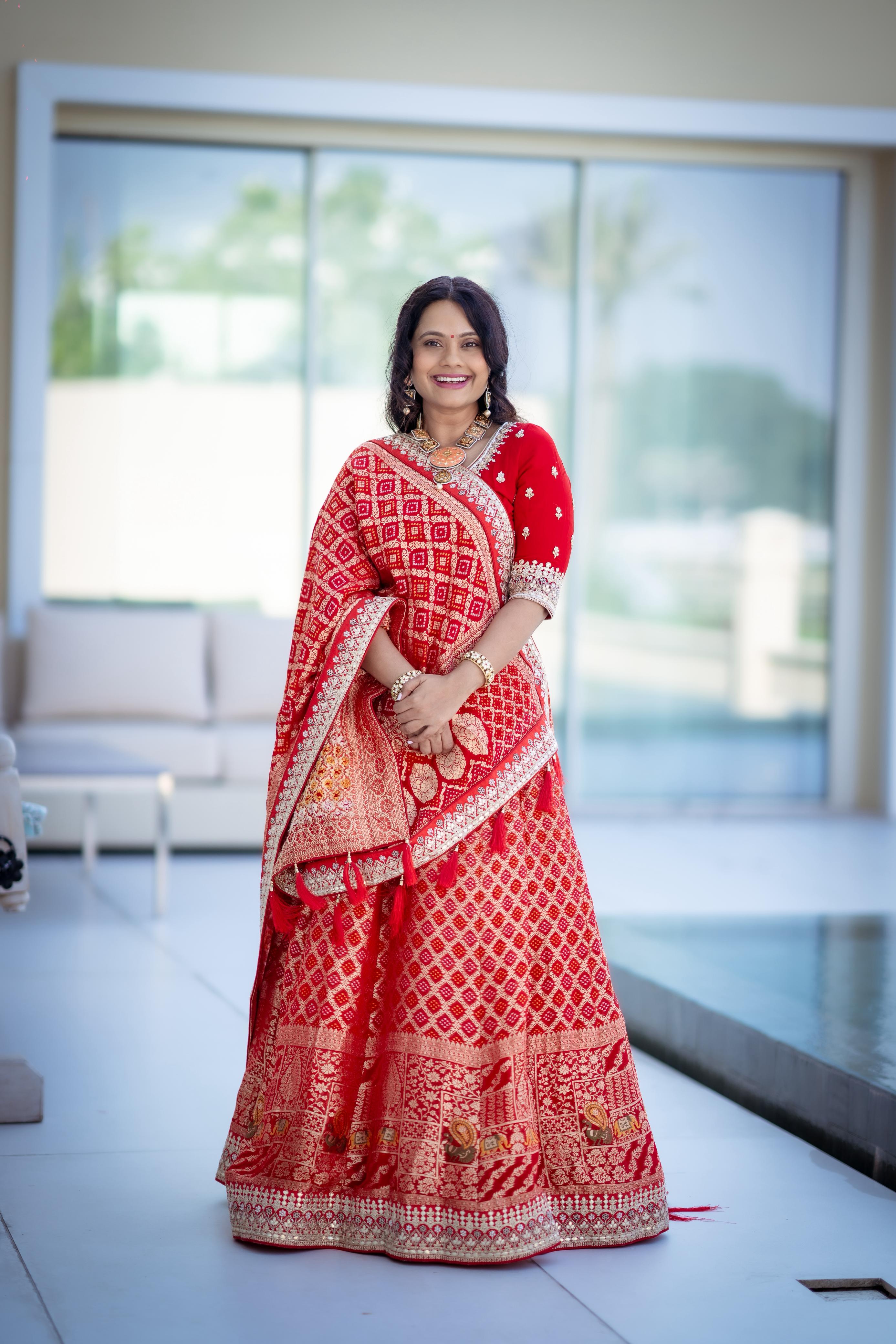 Red Vegan Silk Patola Lehenga