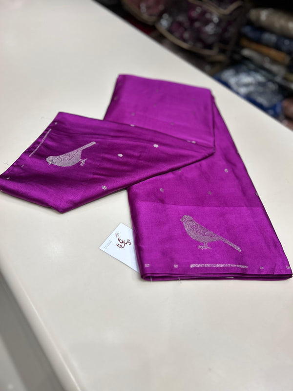 Lyocell and Satin Blended Woven Vegan Silk Saree