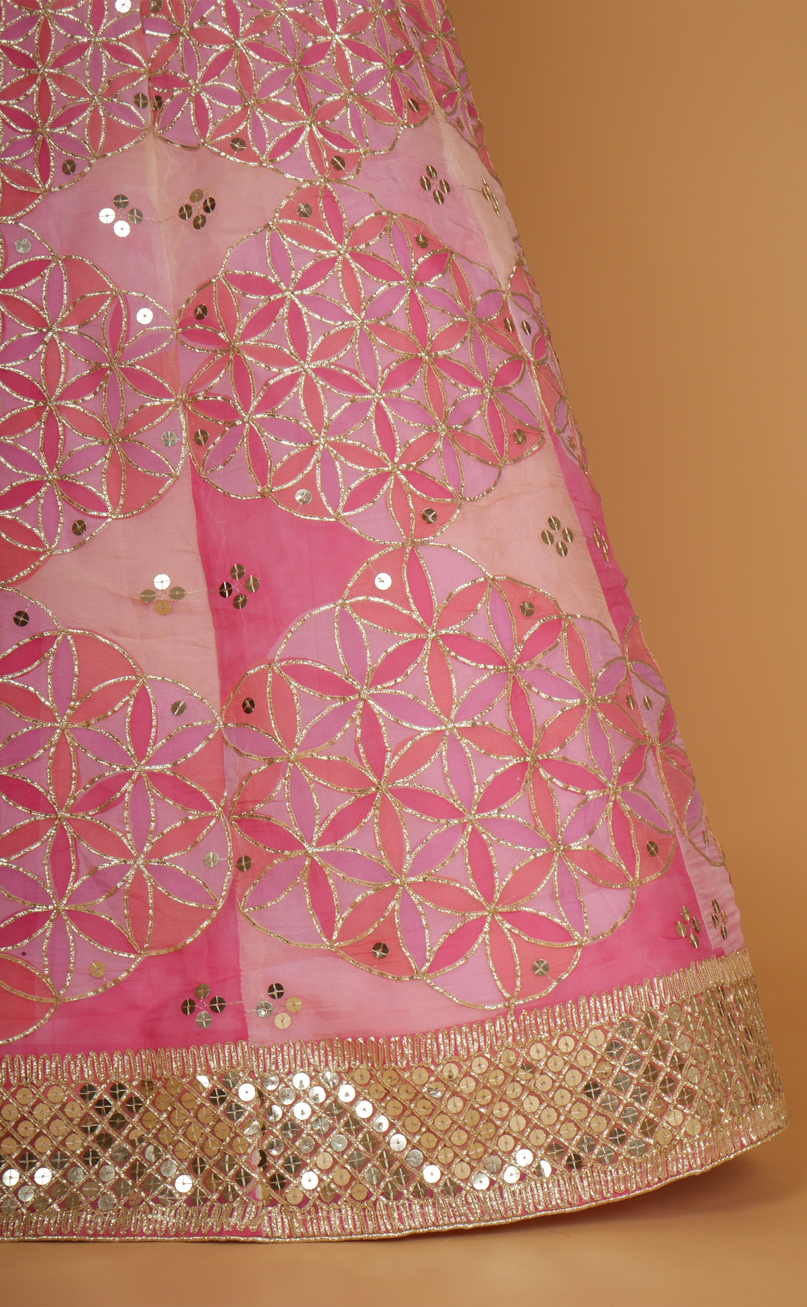 Multicoloured Embroidered Lehenga In Vegan Organza