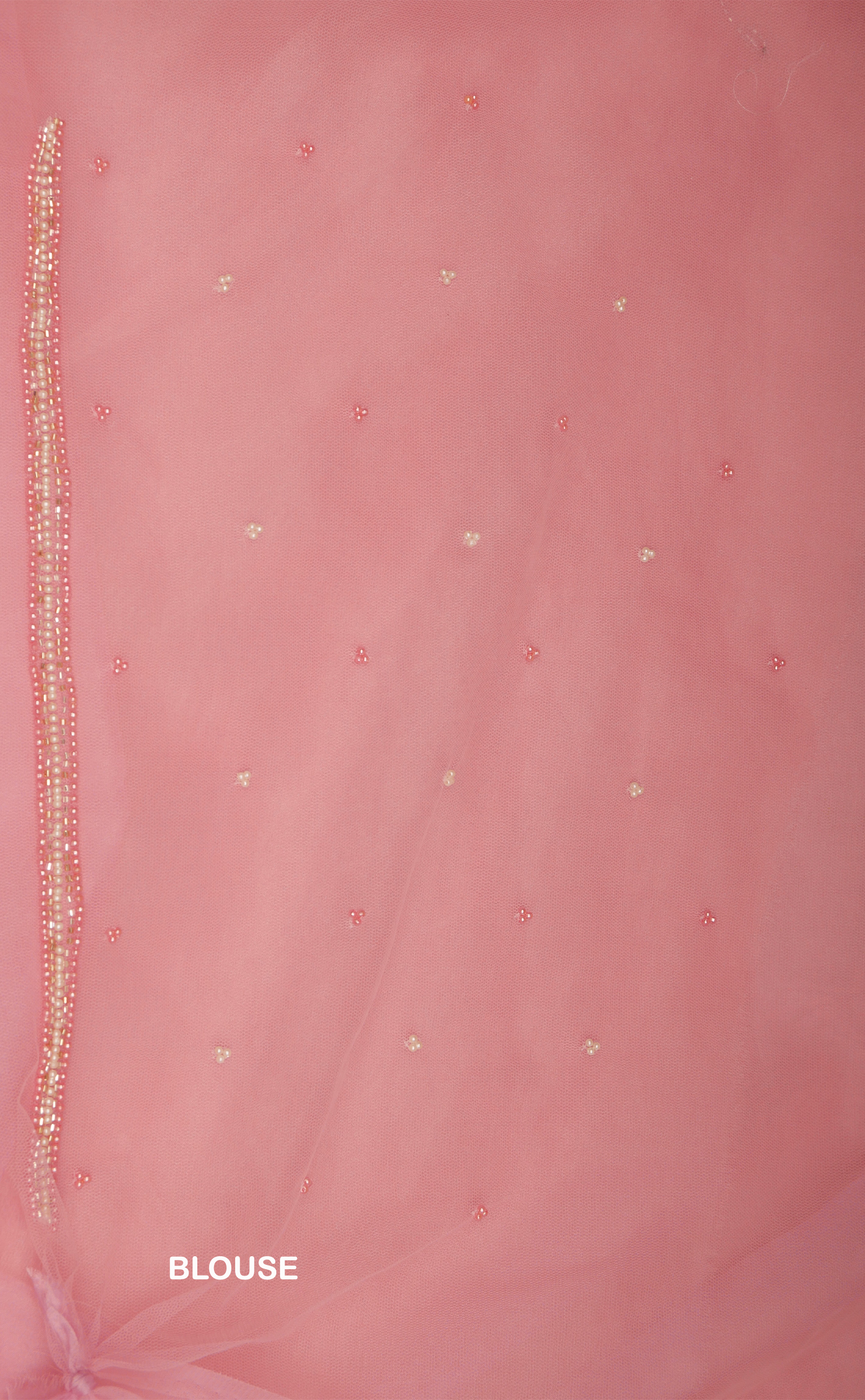 Ice Pink Hand Embroidery Saree In Vegan Soft Organza