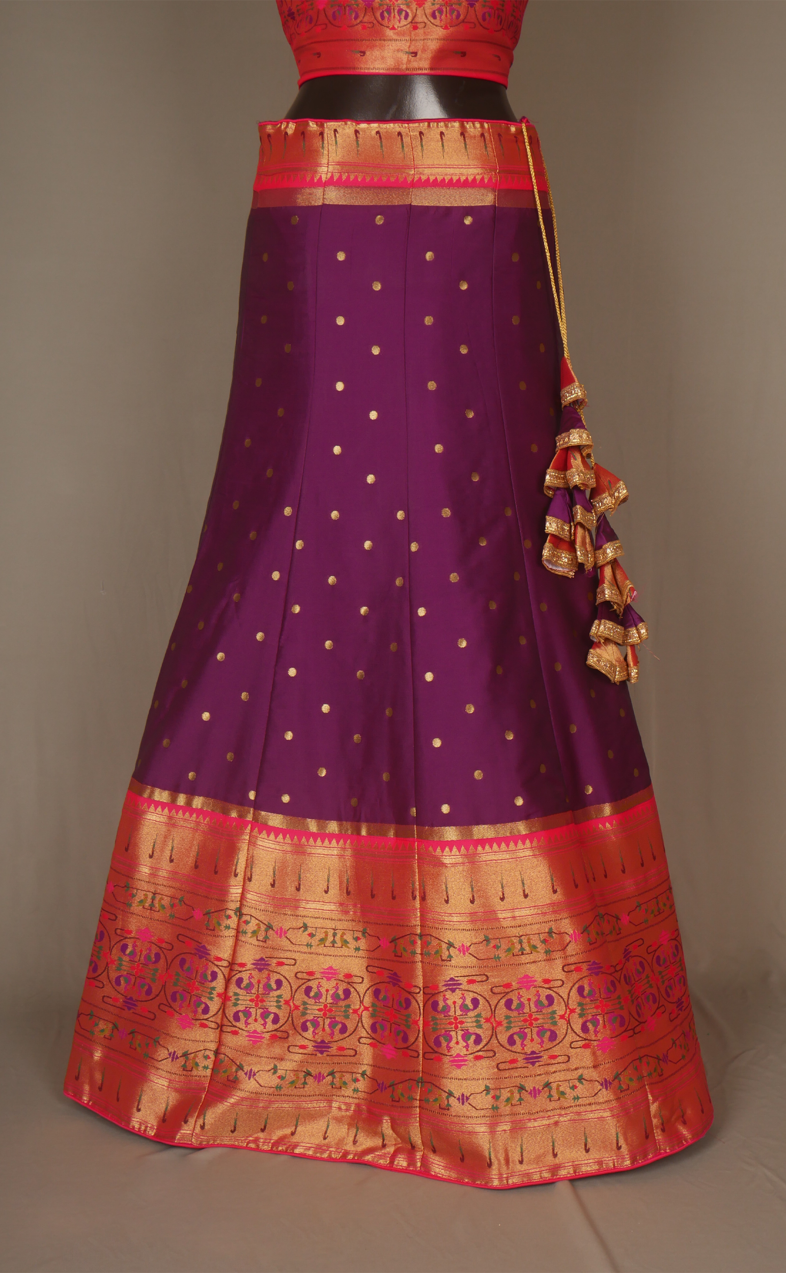 Paithani Vegan Silk Banarasi Semi-Stitched Lehenga