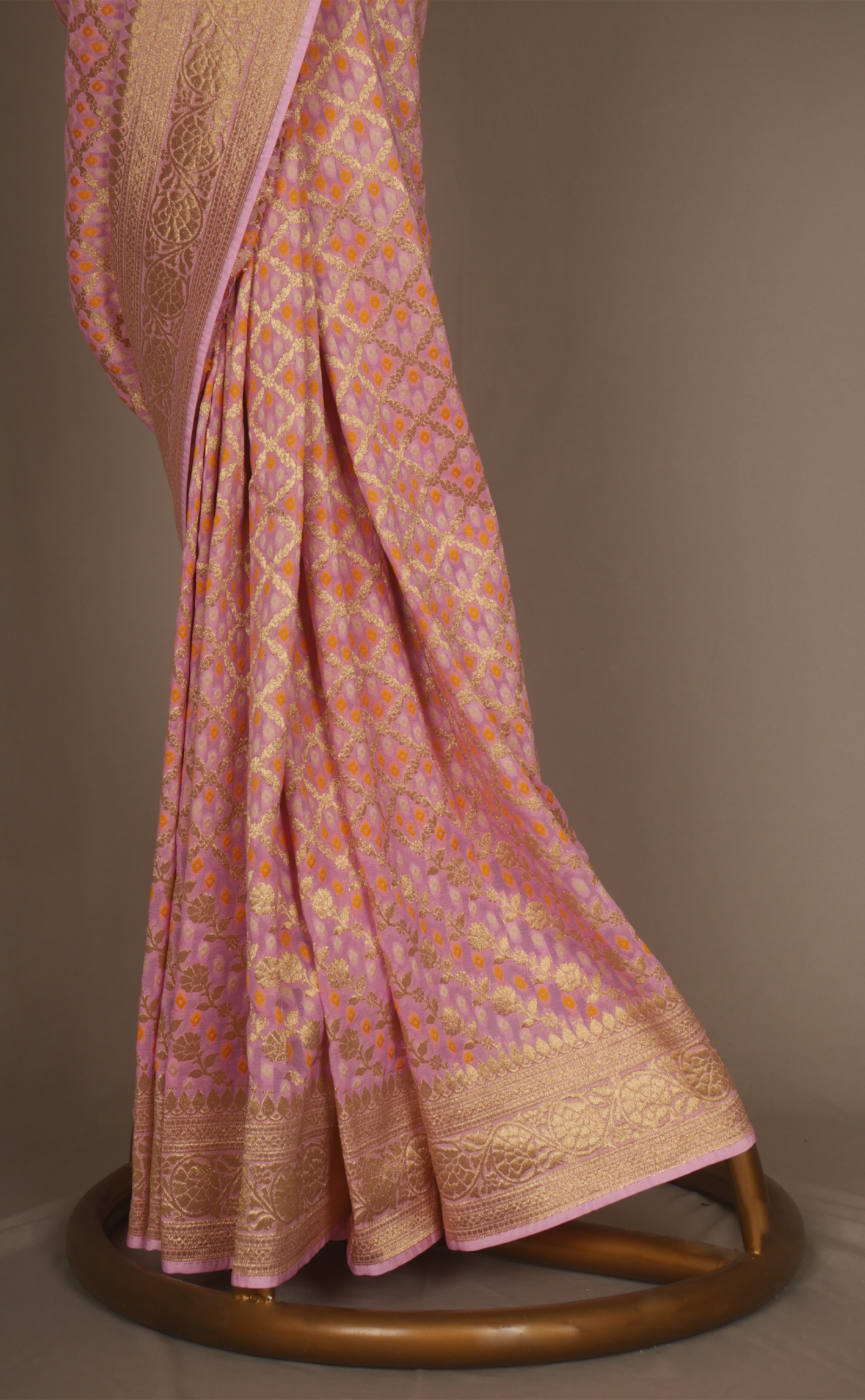 Pastle Pink Khaddi Vegan Georgette Bandhani