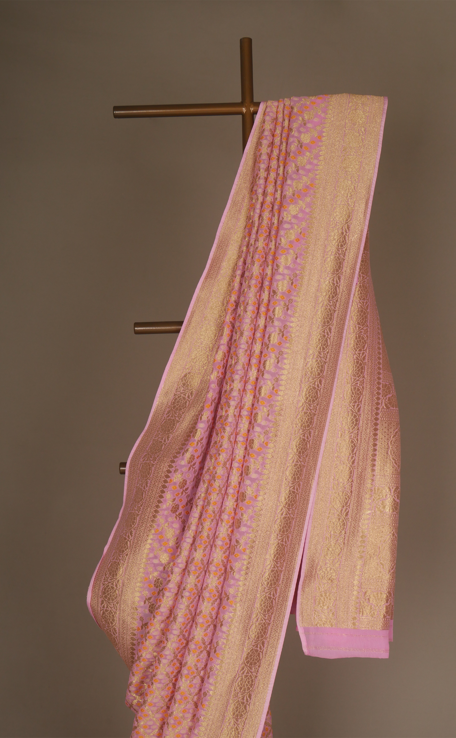 Pastle Pink Khaddi Vegan Georgette Bandhani