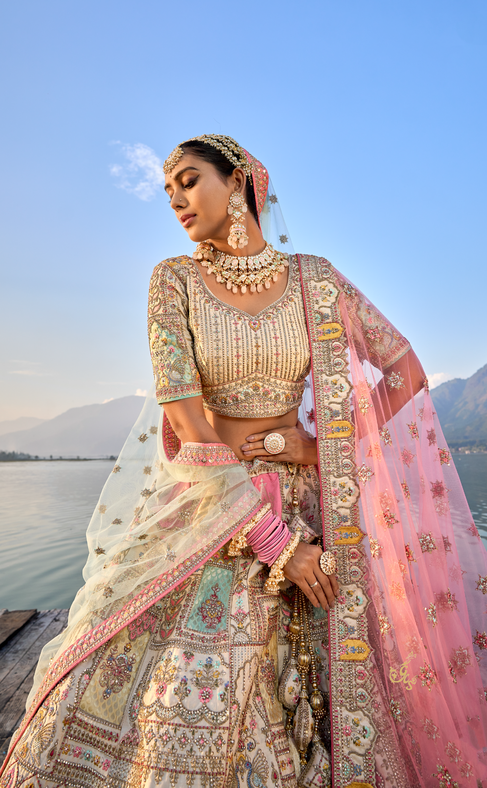 Off-White Embroidered Bridal Lehenga In Vegan Raw Silk