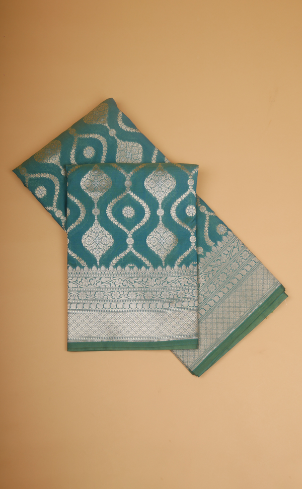 PEACOCK GREEN VEGAN SILK BANARASI